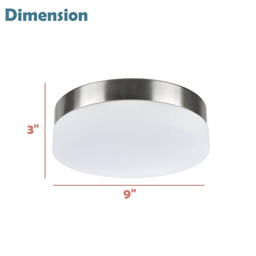 Aspen Creative 63002M-1 LED Medium Flush Mount Ceiling Light Fixture, Contemporary Design in Satin Nickel Finish, Frosted Glass Diffuser, 9" Diameter