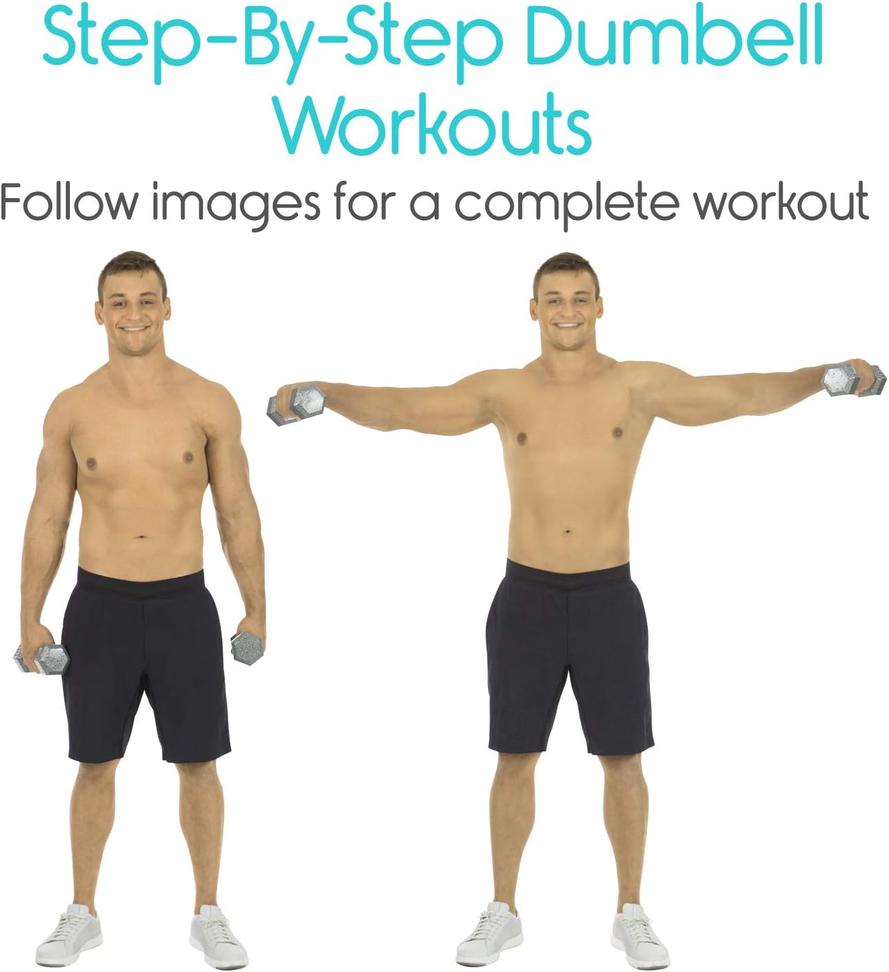 Vive Dumbbell Workout Poster - Comprehensive Home Gym Exercise Guide | Laminated Bodyweight Chart (30" x 17")