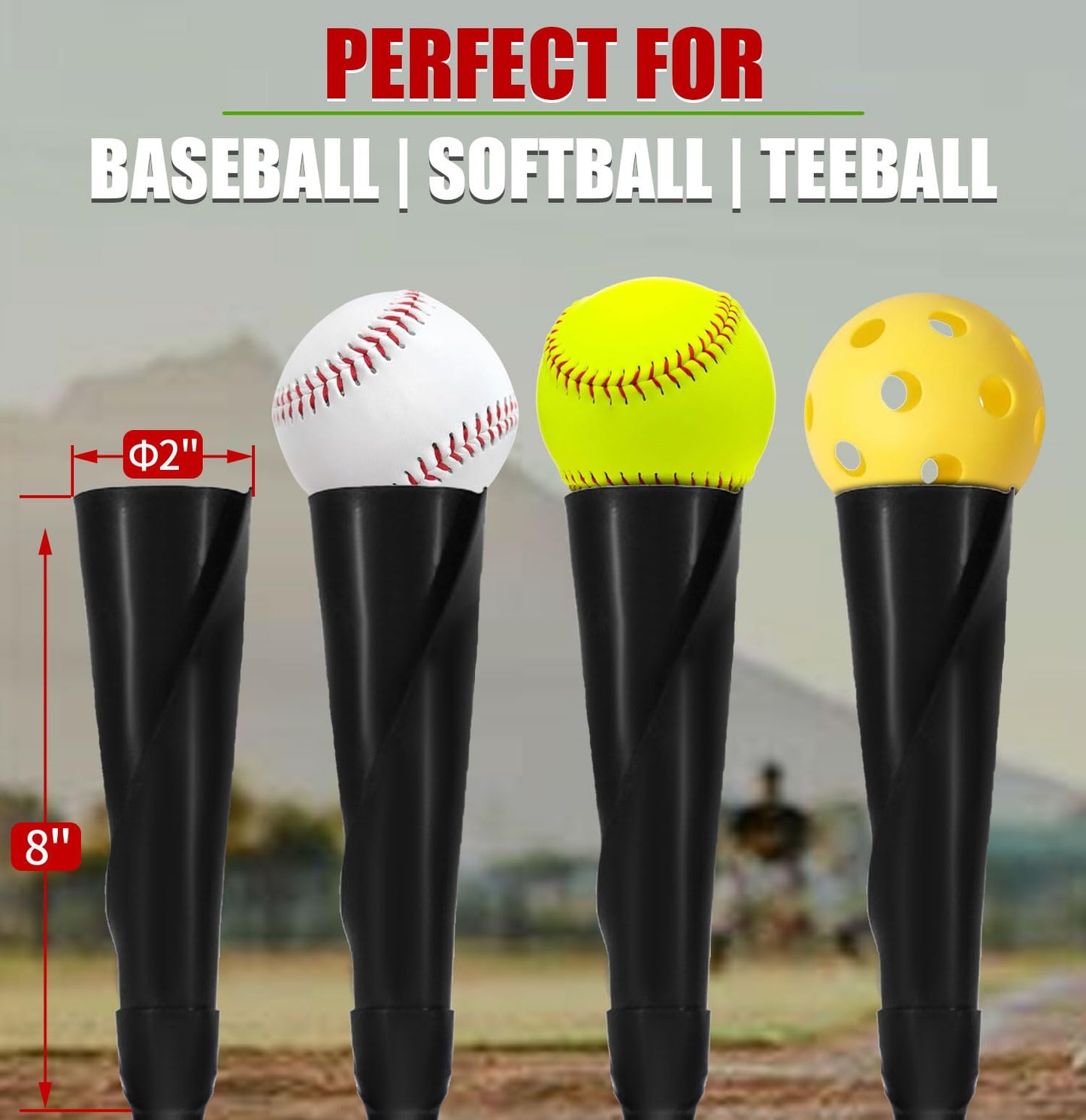 LOMGWAYS Baseball/Softball Tee-Height Adjustment 25"-37", Portable Baseball Batting tee with Removable Rubber Top, Heavy Weight Base and Carry Bag for All Ages, Easy to Assemble and Transport