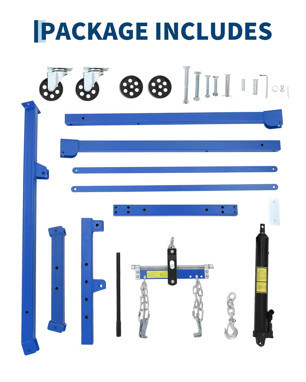 Hydraulic Engine Hoist with Lever, 1.5 Ton (3000 LBS) Capacity Shop Crane with Telescopic Boom & 4 Swivel Casters, Cherry Picker Lift for Home Garage, Auto Repair, and Warehouse Use, Heavy-Duty, Blue