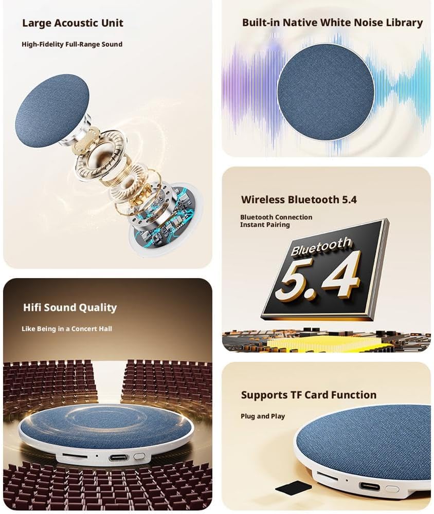 Generic 12mm Bluetooth Pillow Speaker for Sleeping, Under Pillow Sound System with Thin Design for Side Sleepers, White
