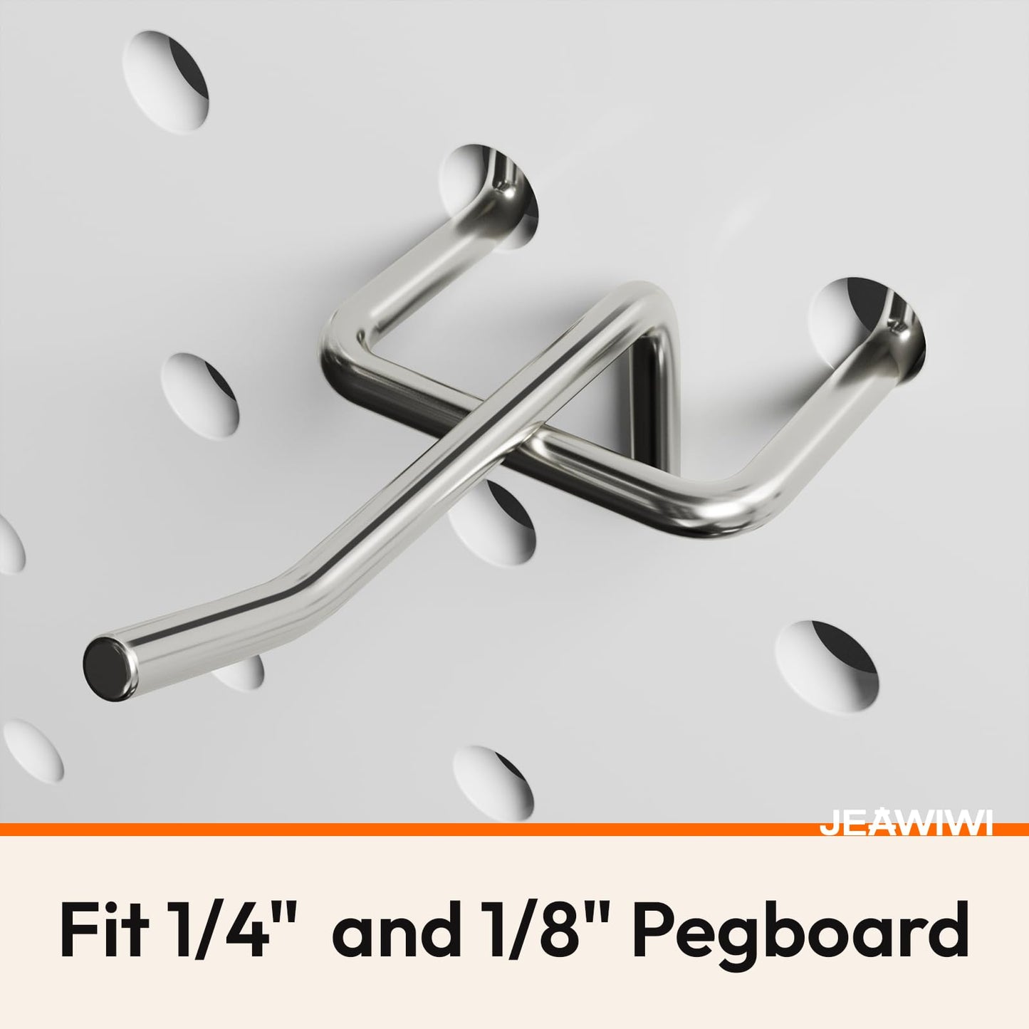 JEAWIWI 50 Pack 2 Inch Metal Pegboard Hooks, Fit 1/4 in and 1/8 in Peg Board Organizer Accessories, for Hanging Storage, Garages, Tool Sheds, Basements