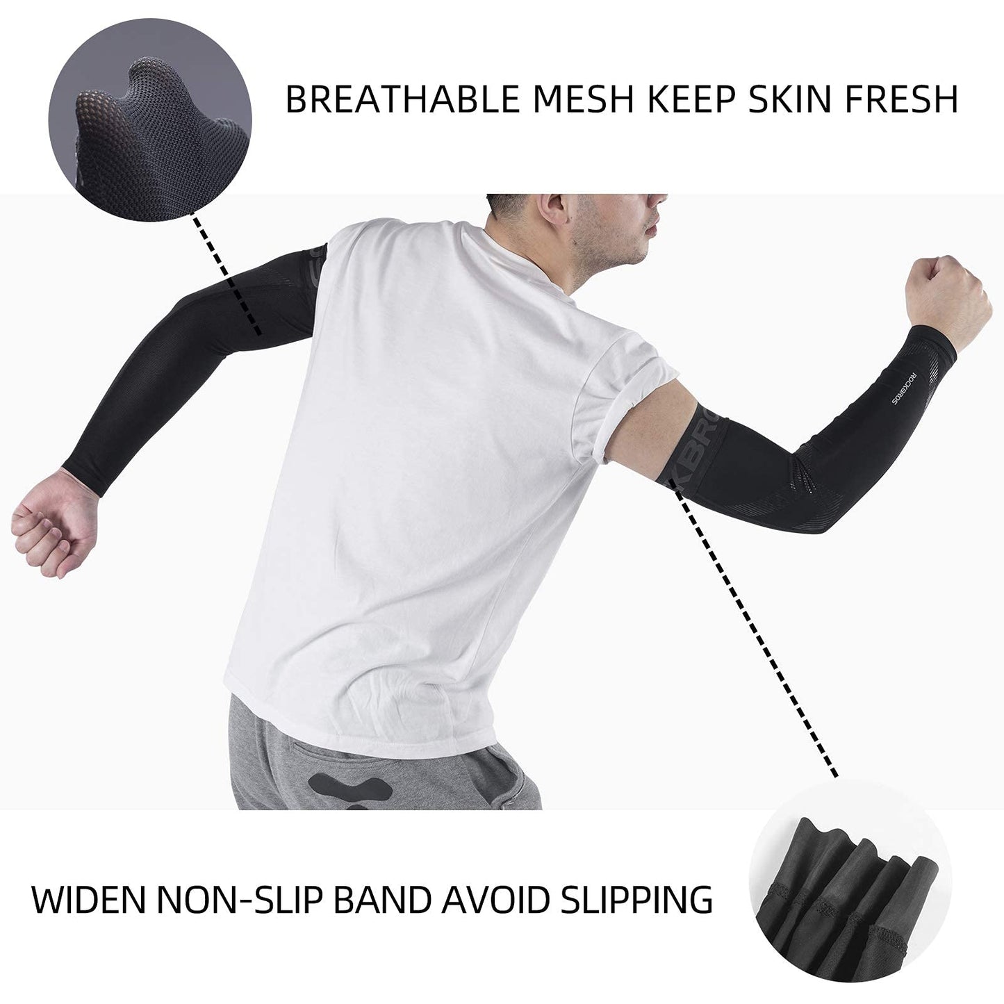 ROCKBROS Arm Sleeves for Men Women UV Protection UPF 50 Cooling Sun Sleeves Tattoo Cover
