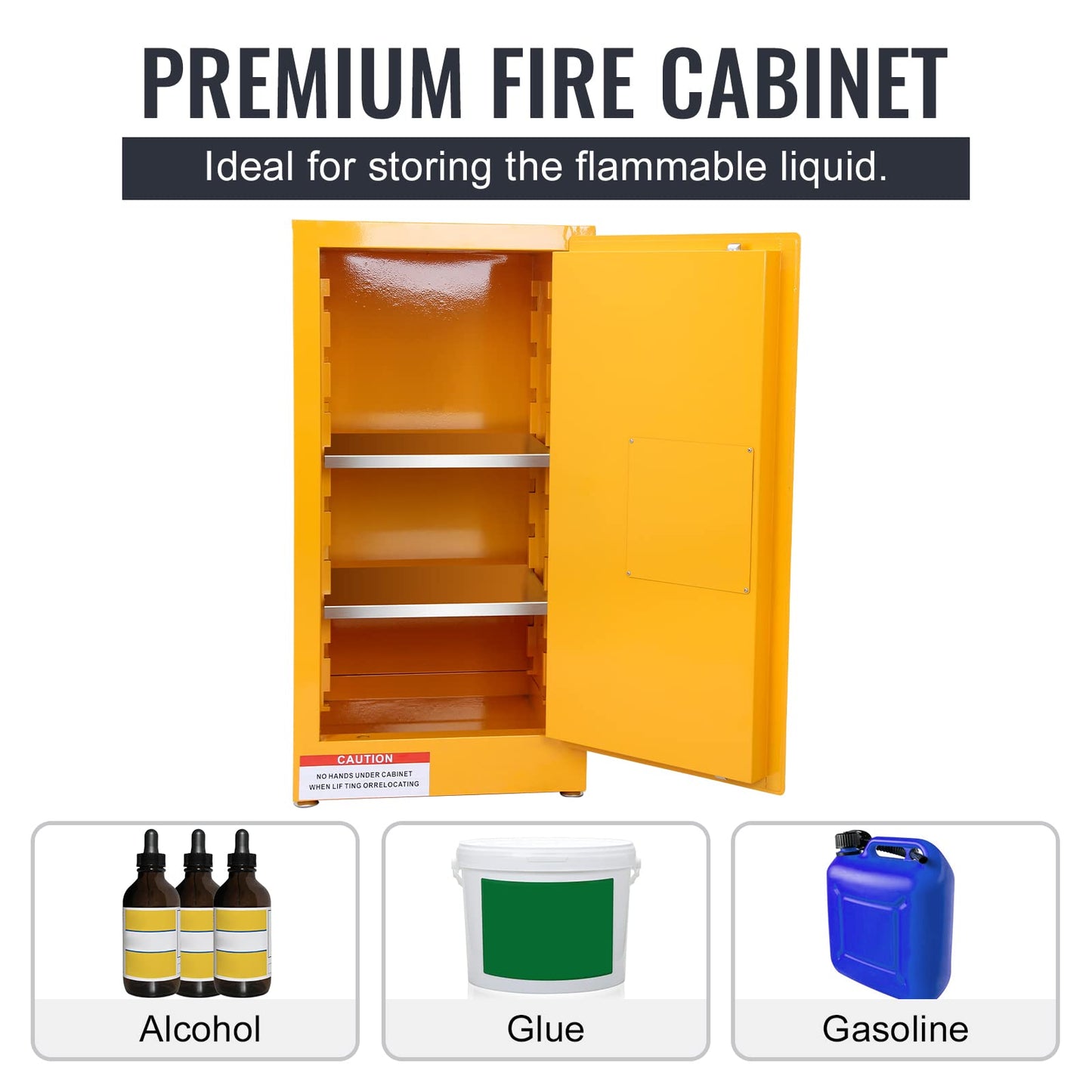 Migoda Flammable Storage Cabinet Galvanized Steel,18x18x35 Flammable Safety Cabinet,Explosion Proof Cabinet for Commercial Industrial and Home Use, Yellow