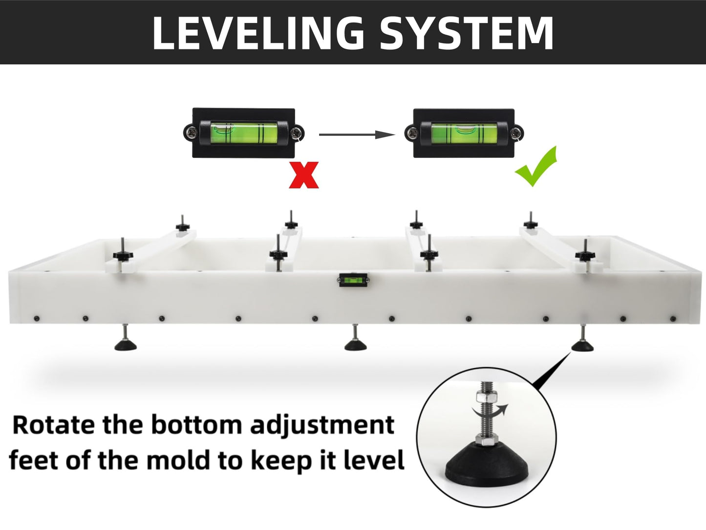 GROWLING Extra Large Epoxy Resin Mold 72x36x3 Inches, Adjustable Fastening and Leveling, Heavy Duty Reusable Resin Mold for River Tables, Coffee Tables, Trays, Cutting Boards, DIY Resin Art Etc.