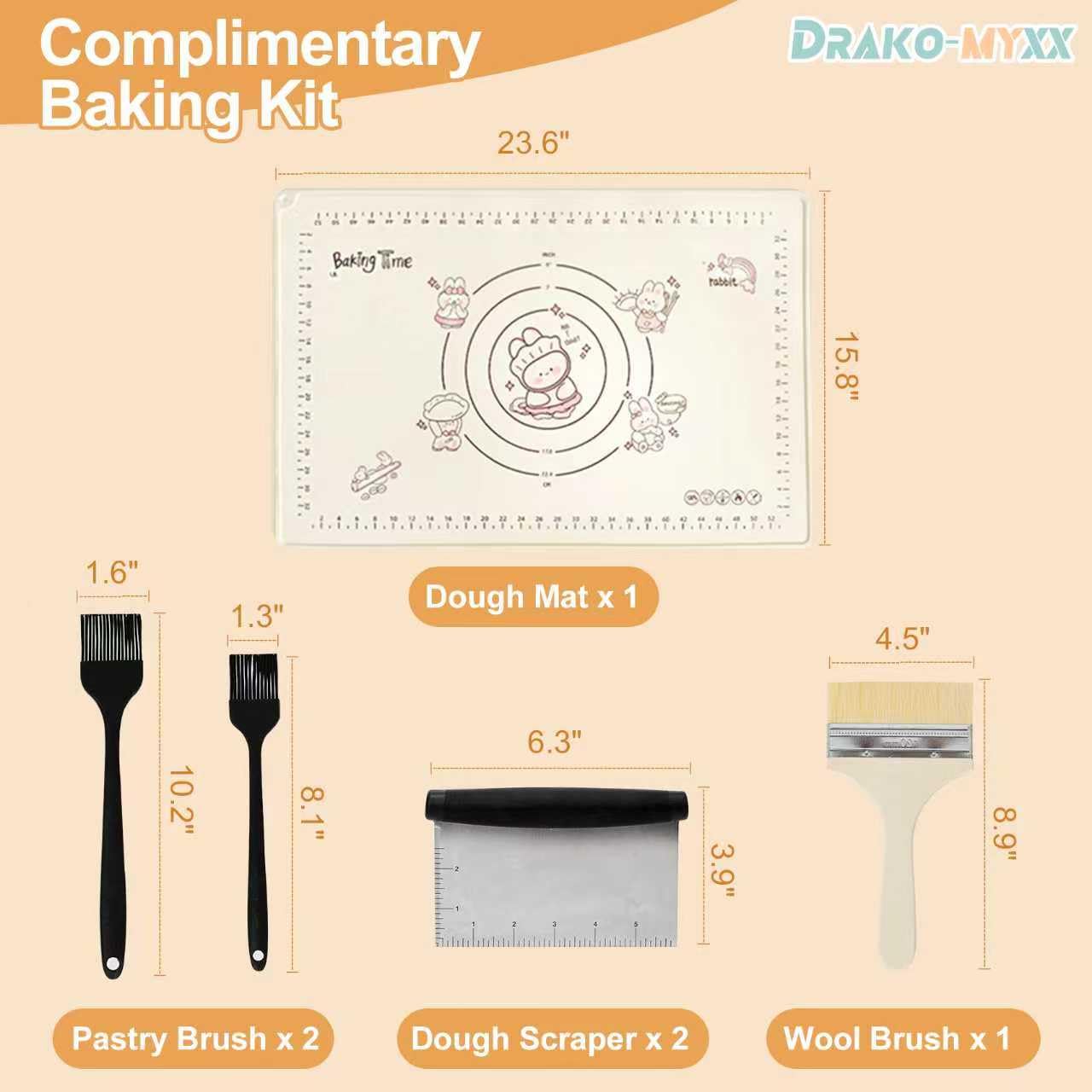 12" Folding Dough Sheeter, Includes 23.6" x 11.8" Sheeter Board, Dough Mat(23.6" x 15.8"), 2 Scrapers, 2 Pastry Brushs, Wool Brush, Manual Dough Roller with 55 Thickness Settings, Stainless Steel