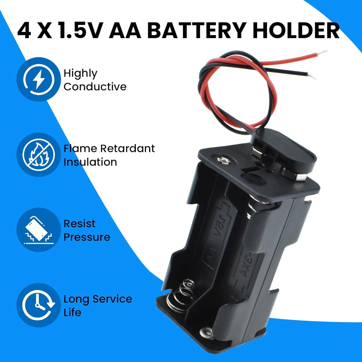 SDTC Tech 2-Set 4X 1.5V 6 AA Battery Holder and I Type Snap Connector Kit Volt Thicken Plastic Battery Case Box