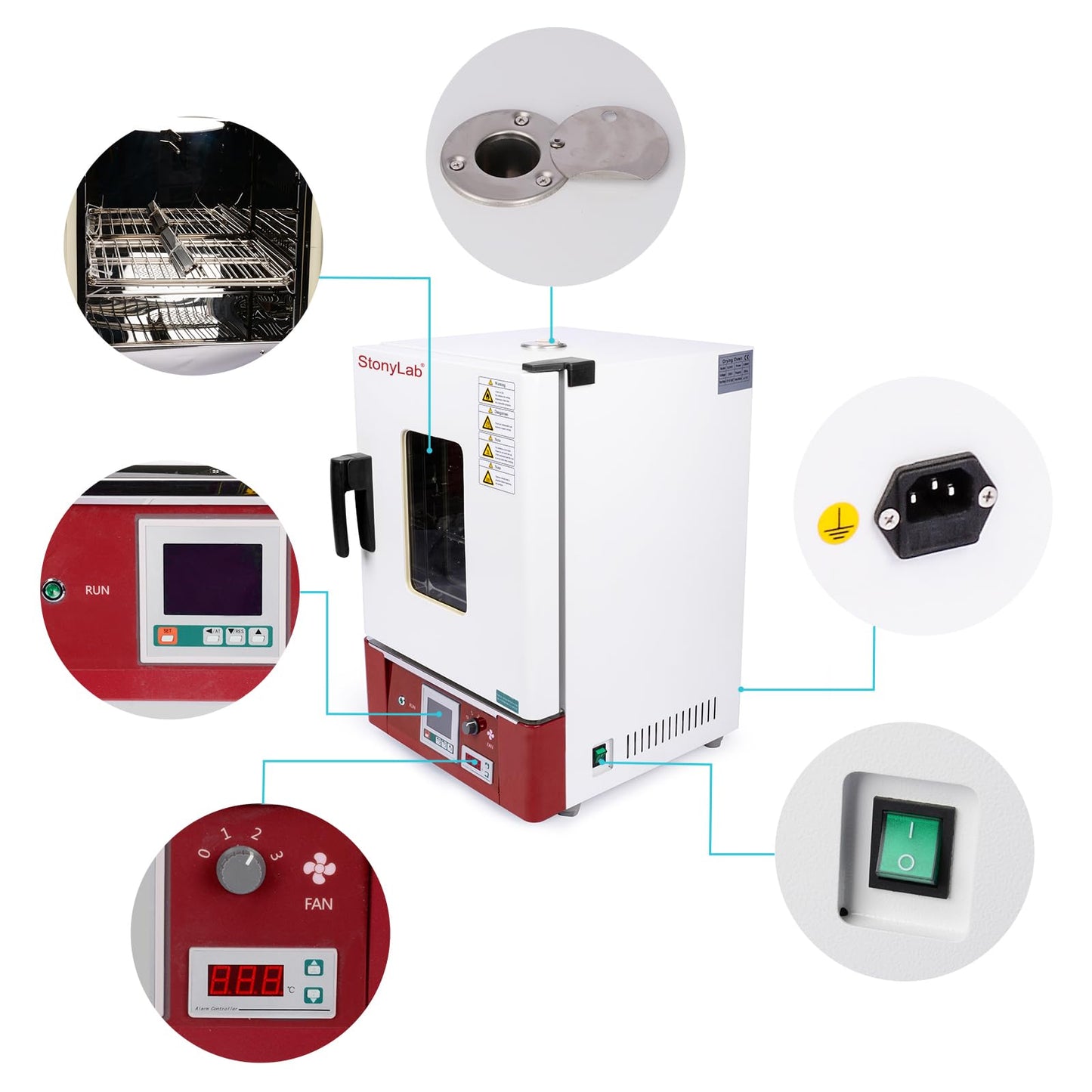 stonylab Forced Air Convection Drying Oven, RT+10C300C Range, Digital Display and Independent Limiter, Adjustable Fan Speed, for Laboratory Sample Drying and Heat Treatment, 30 L/1.06cu ft