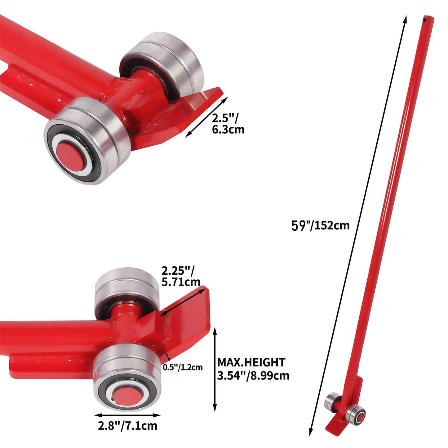 lesolar Pry Lever Bar 5T/11000LBS Load Capacity, 5FT Length Steel Handle Prylever Bar with Wheels, 59”Lifting and Handling Pry Bar for Large Pallets, Concrete Blocks, Heavy Duty Equipment Handling