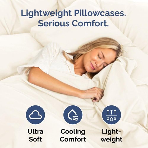 King Standard Pillow Cases - Soft Hotel Quality Covers | Comfy, Fade-Free & Wrinkle Resistant - Off White Set of 2