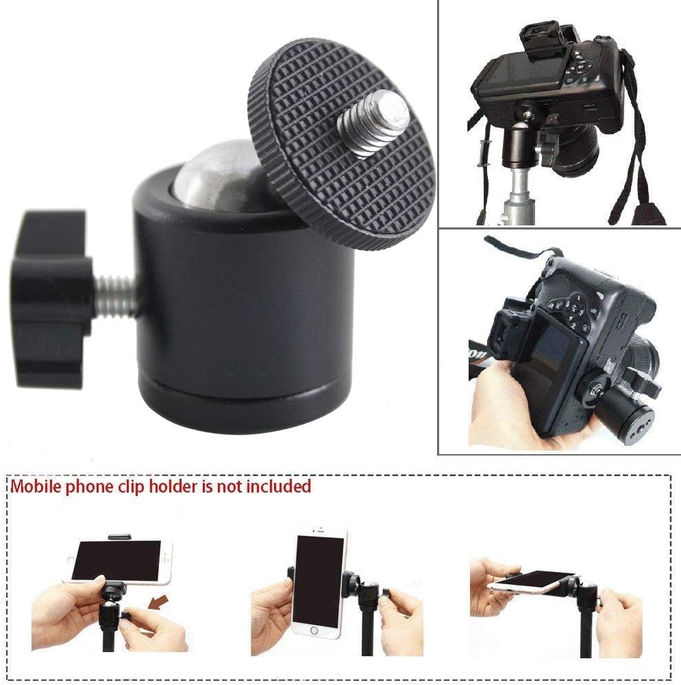 EXMAX 360 1/4 2 Pack Degree Swivel Mini Tripod Ball Head with Screw Thread Base for DSLR Camera Camcorder LED Light