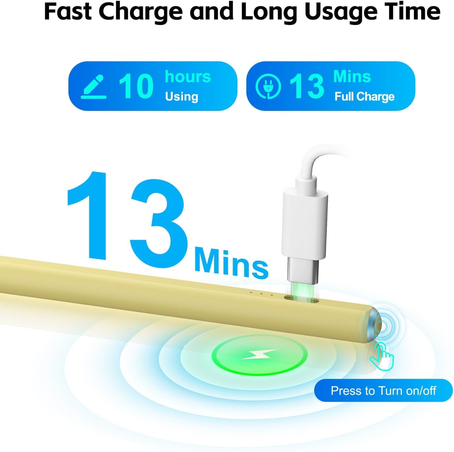 Aspaper 2026-2018 13mins 11th (A16)/10/9/8/7/6 11"/12.9"/M4/M5, 3/4/5/M2/M3/M4, 7/6/5 Stylus Pen for iPad with Fast