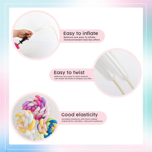 260 Clear Long Balloons - Skinny Stretchy Tie Balloons for Animal Making & Balloon Arches