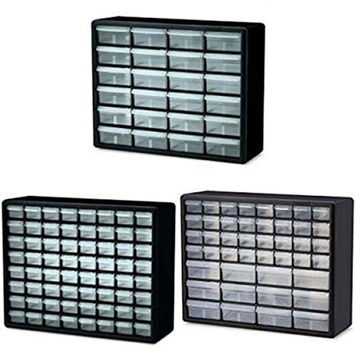 Akro-Mils 10124 24 Drawer Plastic Parts Storage Hardware and Craft Cabinet, 20-Inch x 16-Inch x 6.5-Inch, Black
