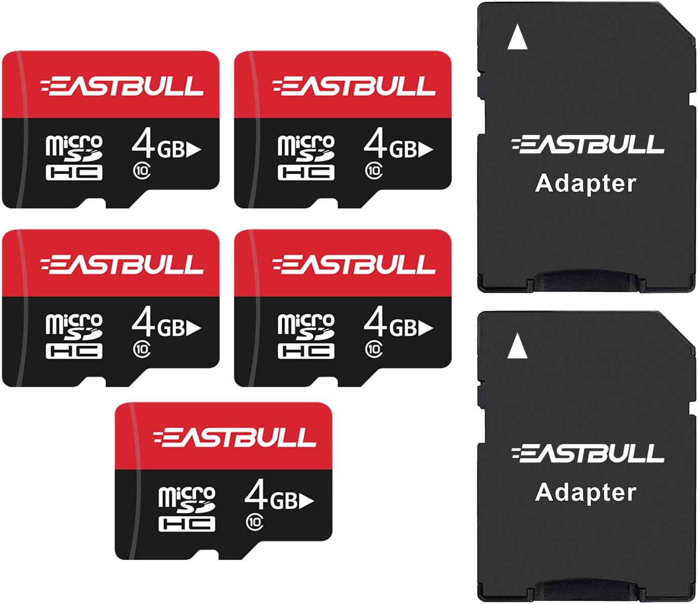 EASTBULL 4GB 5-Pack 4GB Pack 90MB/s U1 10 (5 2 of Micro SD Cards, SD Cards Full HD Video UHS-I Micro SDHC Class