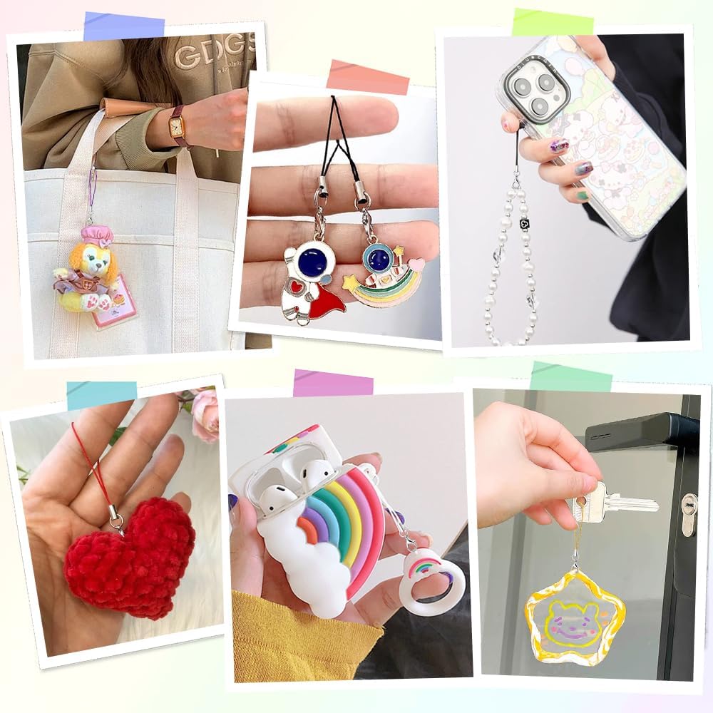 100 Phone Charms Strap, Pcs Cell Phone Lanyard String, Keychain String Bulk Phone Charm Lanyard Charm Strap for Hanging