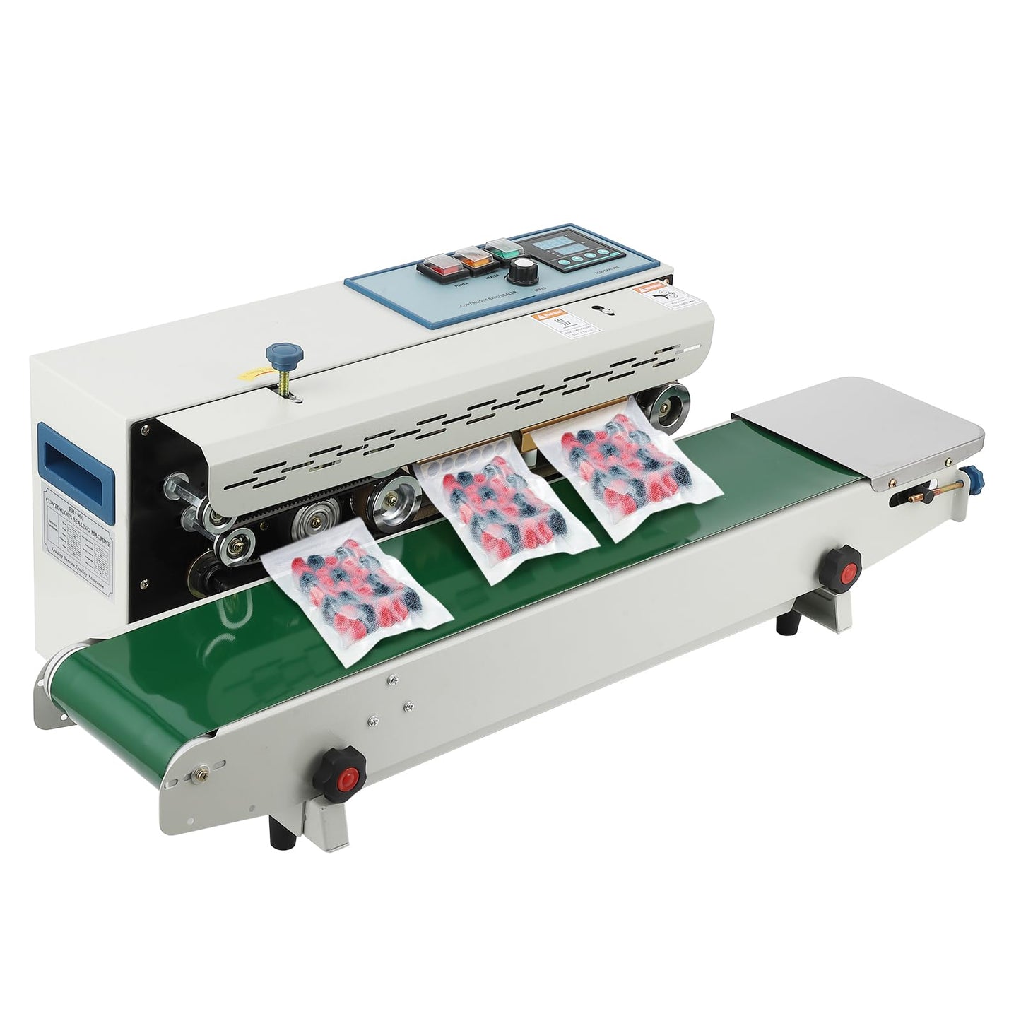 MilleLoom Continuous Band Sealer Machine - FR-900K Horizontal Automatic 110V with Digital Temperature Control for 0.02-0.08 mm Commercial PP/Aluminum Foil/PVC Plastic Bags