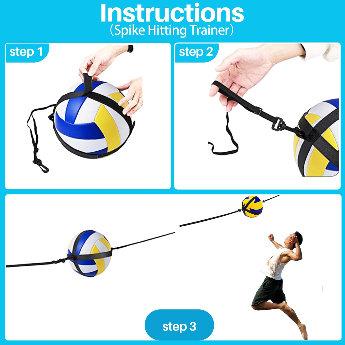 Volleyball Training Kit for Solo Practice, Adjustable Volleyball Serve Trainer, Volleyball Training Equipment for Serving, Setting & Spiking, Volleyball Training Aids for Beginners & Advanced Players