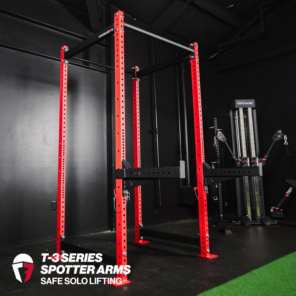 Titan Fitness T-3 Series Spotter Arms, 800 LB Capacity, Black Safety Catches, Power Rack Solo Lifting Attachments, Set of 2