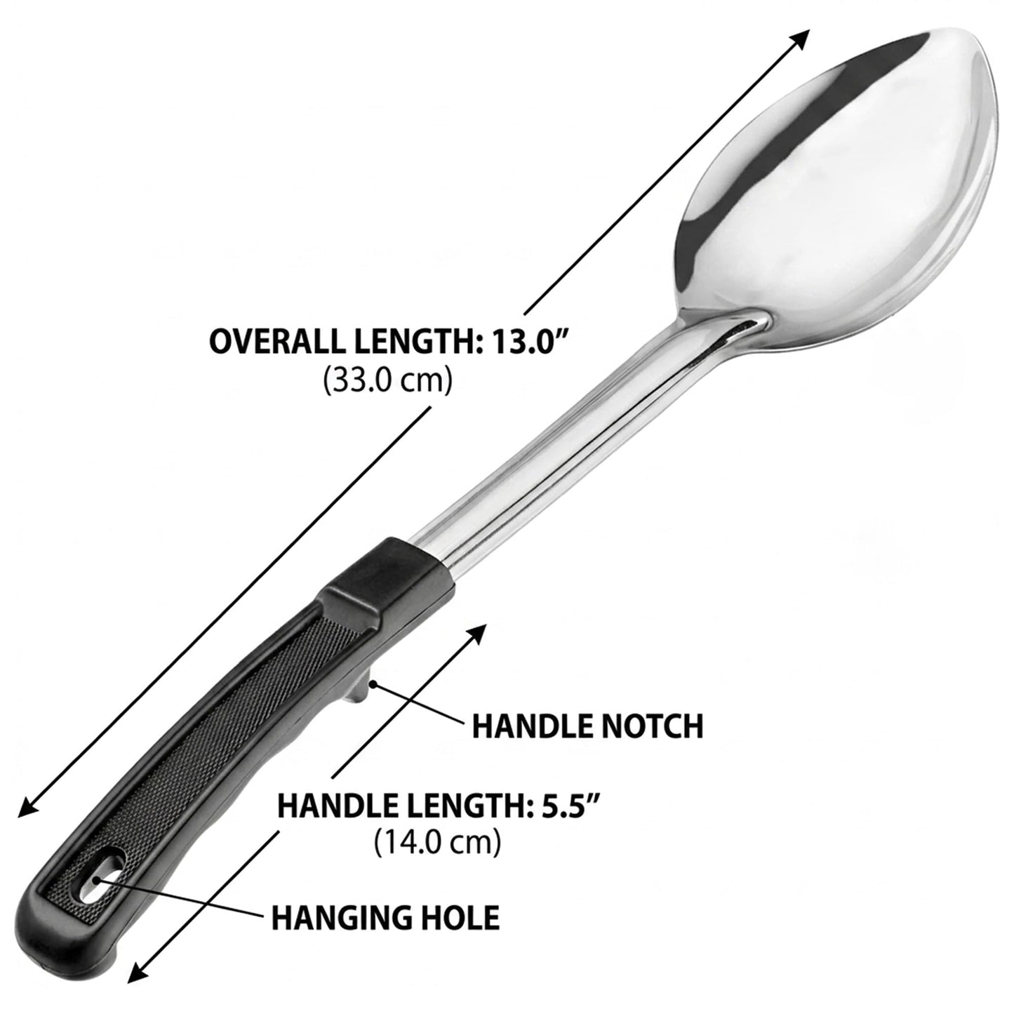 13" Stainless Steel Serving Spoons – (Pack of 12) | Commercial Kitchen Utensils | Restaurant Quality Chef Basting Spoon with Heat-Resistant Coated Handle (12)