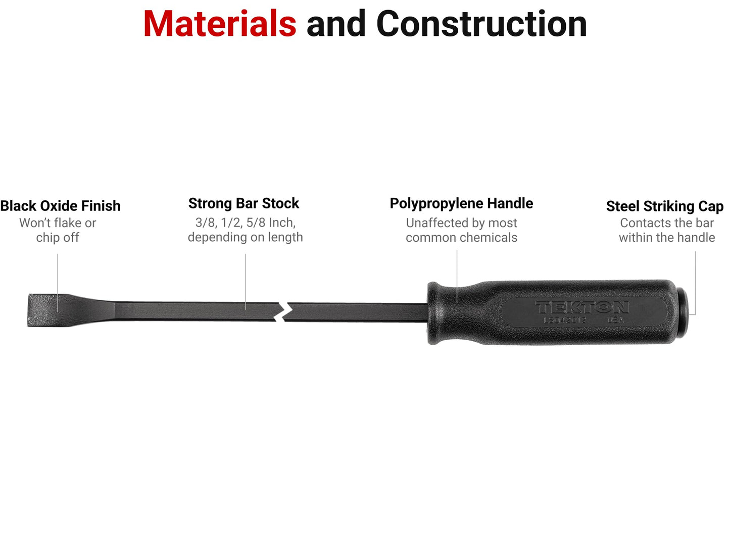 TEKTON Angled End Handled Pry Bar Set with Wall Hanger, 6-Piece (8, 12, 17, 25, 36, 45 in.) | LSQ96505