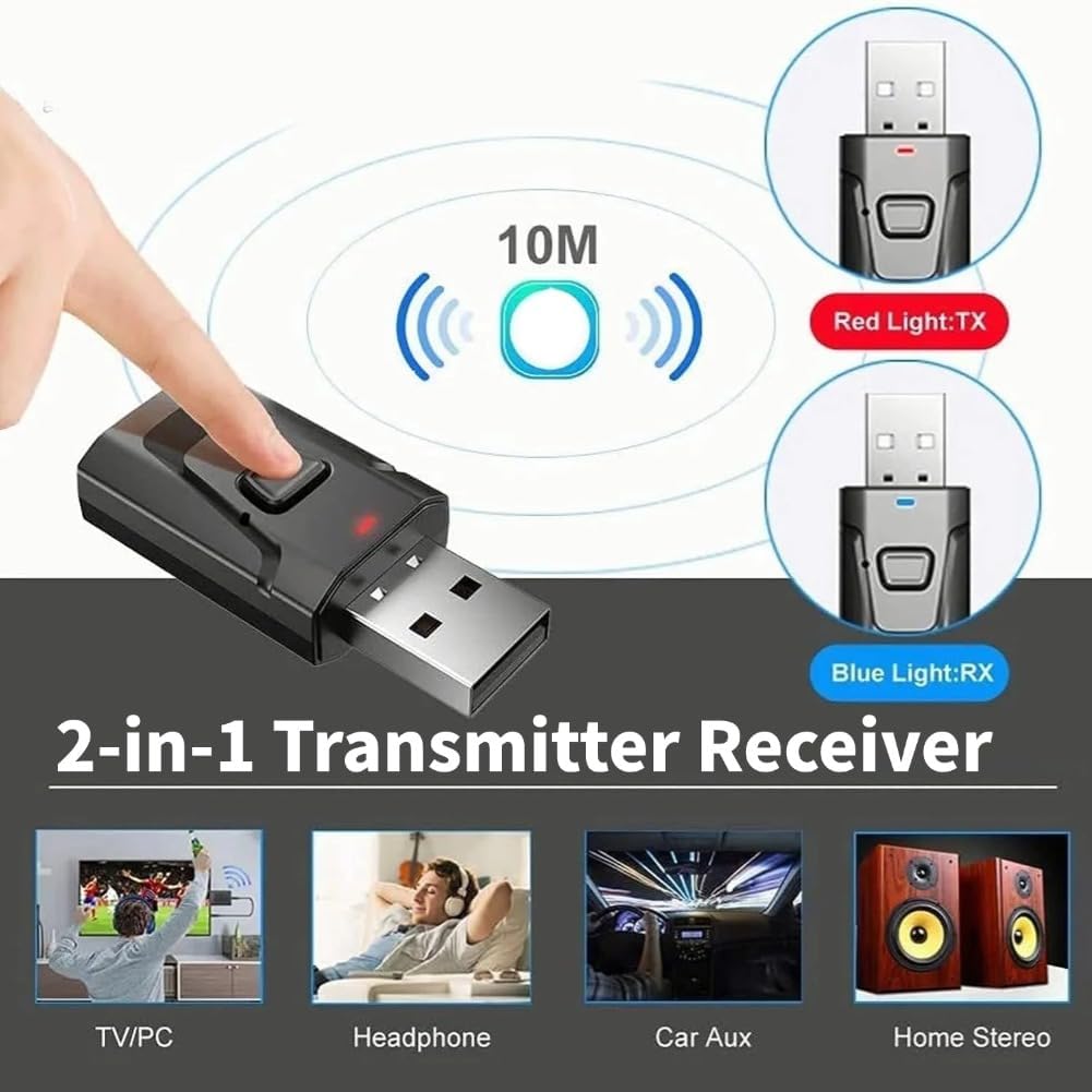 GAHQB 5.0 USB Bluetooth Transmitter for TV with Clear Sound Quality Plug and Play Stable, Bluetooth Adapter