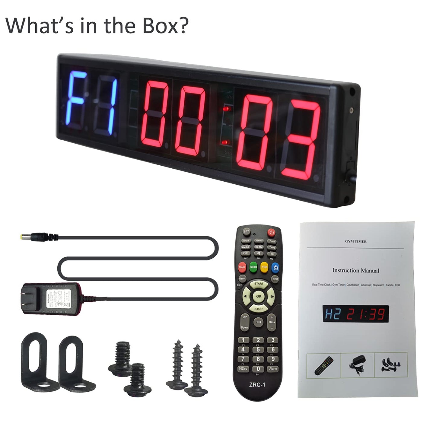 Ledgital Large Interval Gym Clock for Workouts Size 20x4.7in. Operated by Remote Control