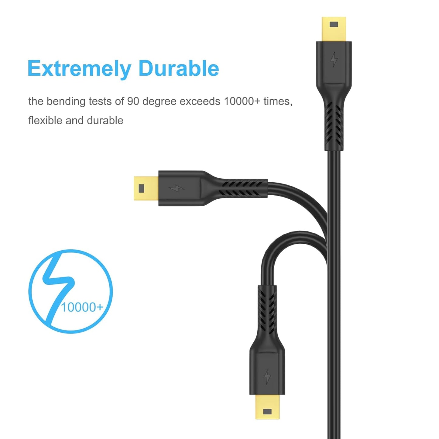 ULIFTUS 10FT 2.0 PS3 MP3 3+(Black) Mini USB Cable, Standard USB to USB Mini B Charging Cord Durable Controller Cable