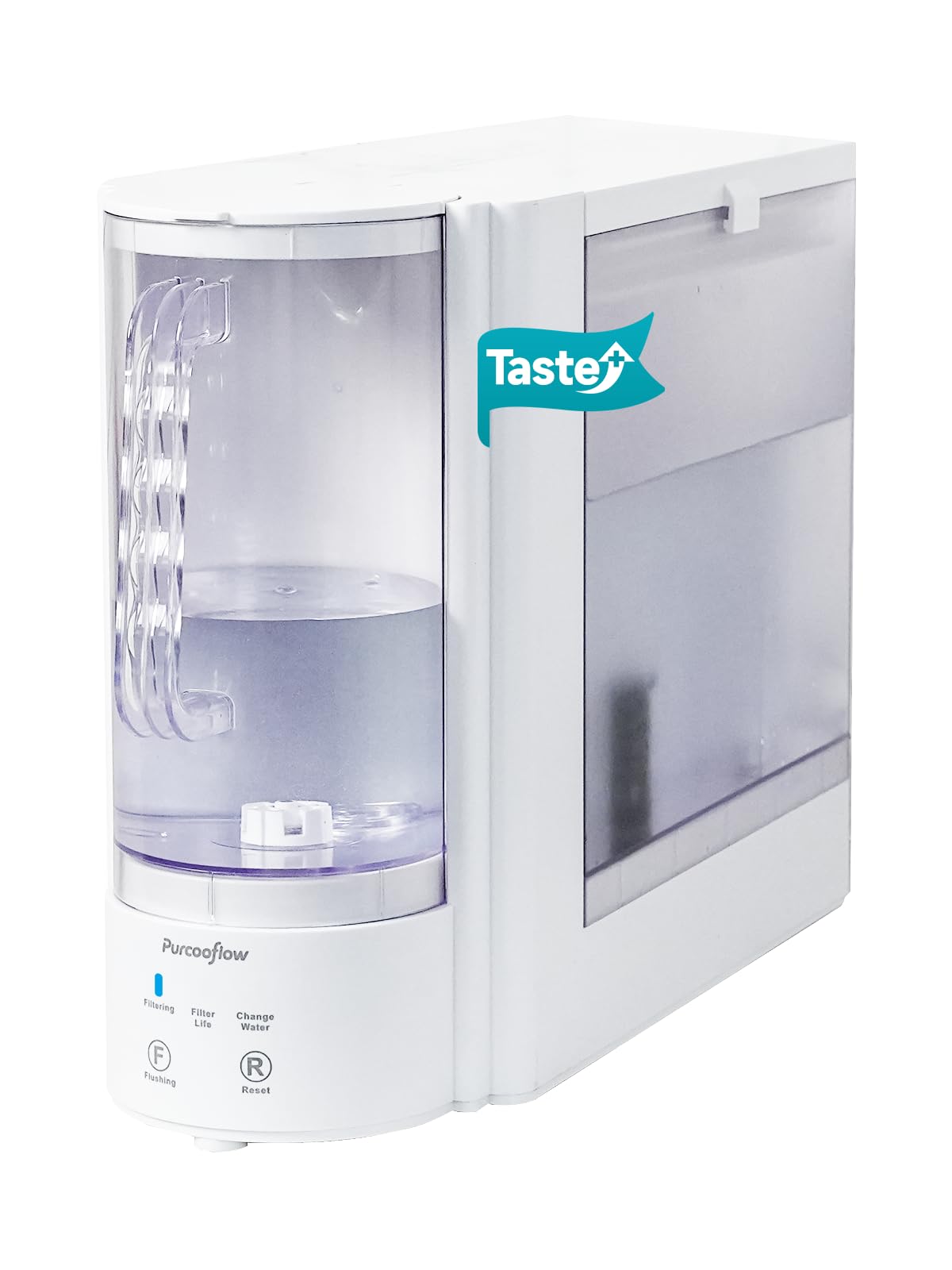 Purcooflow Countertop Reverse Osmosis Water Filtration System, Compact Auto-Fill Dispenser for Home, 4-in-2 RO & CTO Water Purifier, 3.5:1 Pure to Drain Ratio, No Plumbing Required