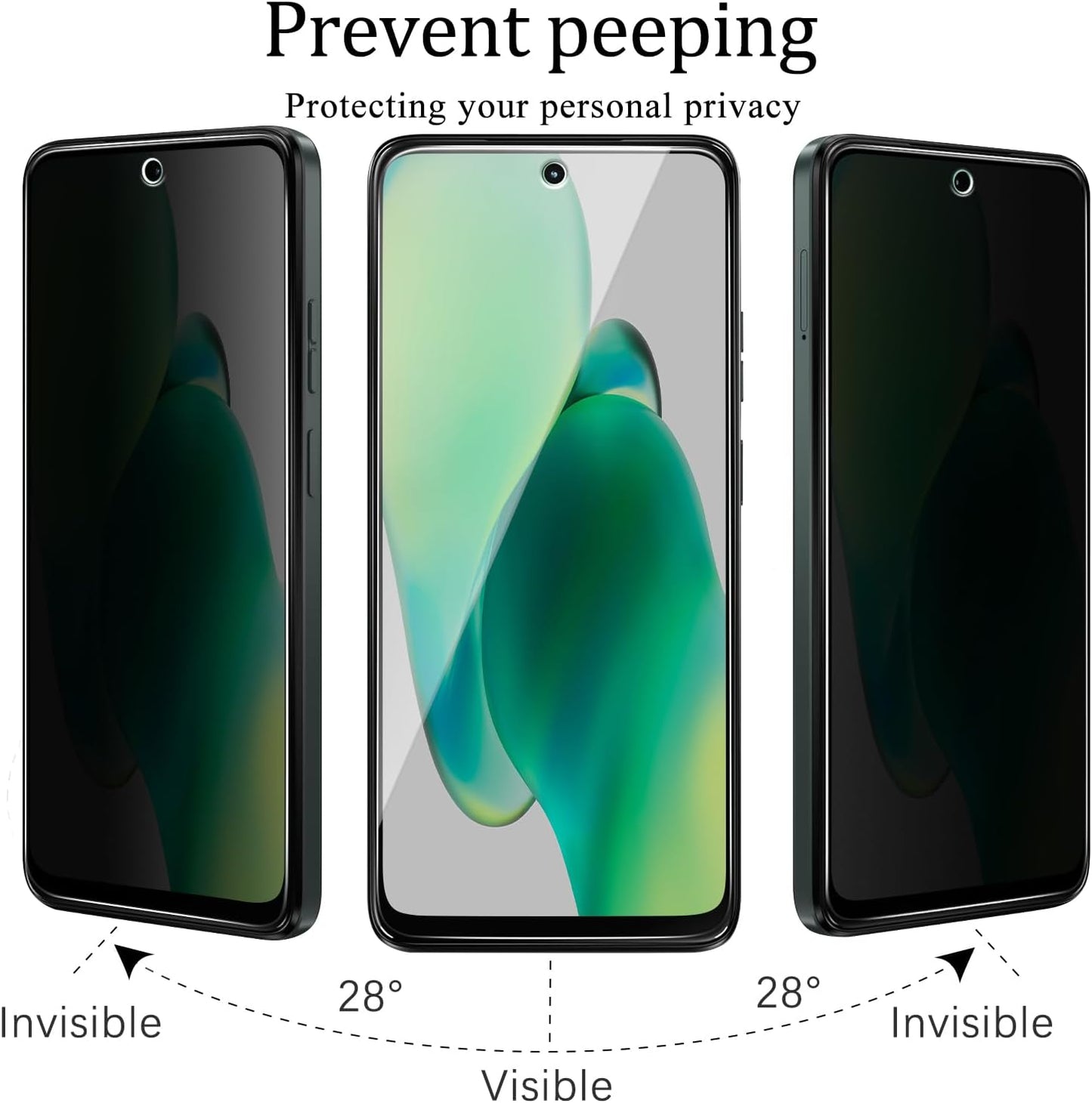 2 Pack 5G (2025) KAREEN Privacy Screen Protector for Motorola Moto G Anti Spy Tempered Glass Film, Anti-Scratch, Bubble
