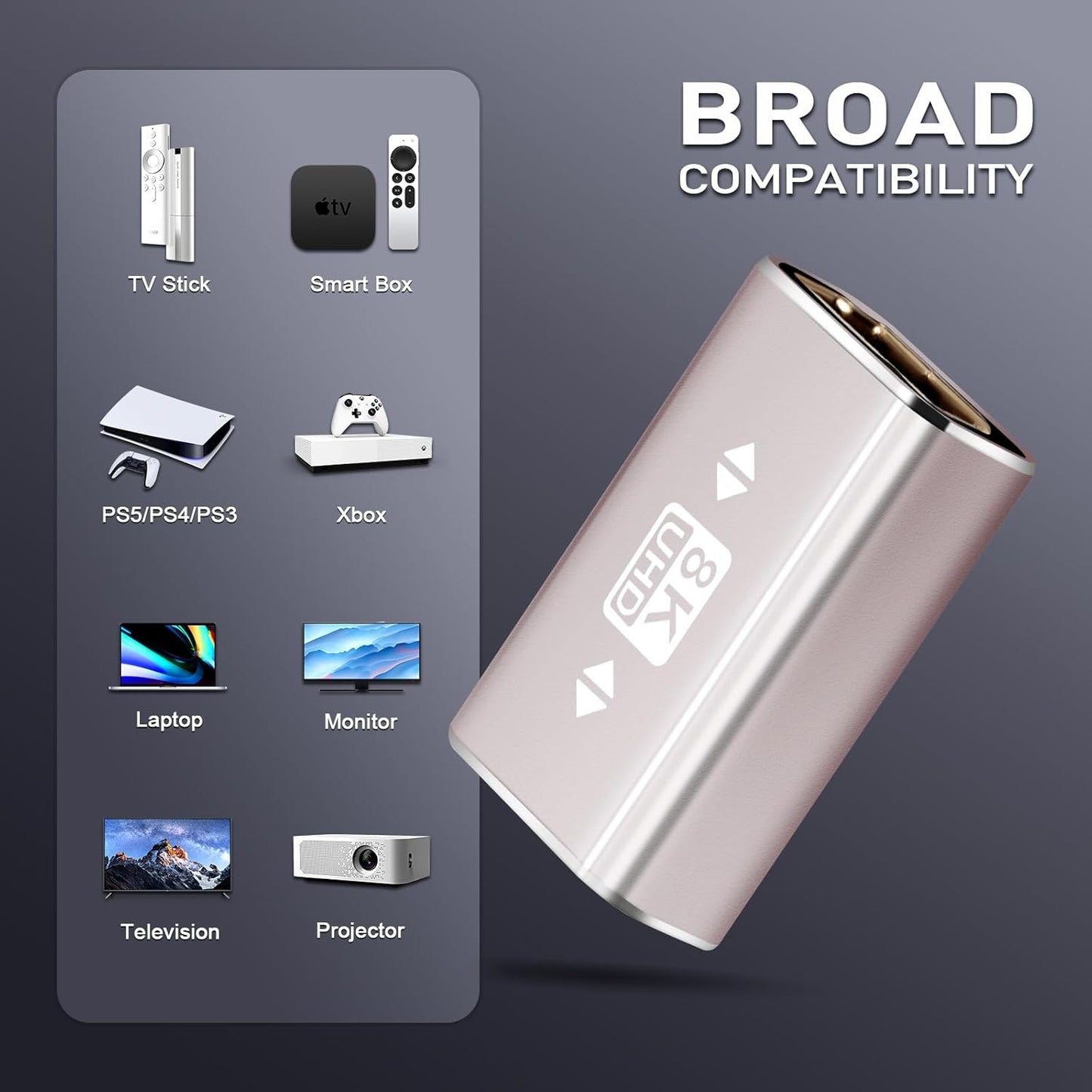 AIMHDUTY 8K, 2.1 8K@60Hz, HDMI Coupler HDMI Female to Female Connector, HDMI Extension Adapter, Support Compatiable