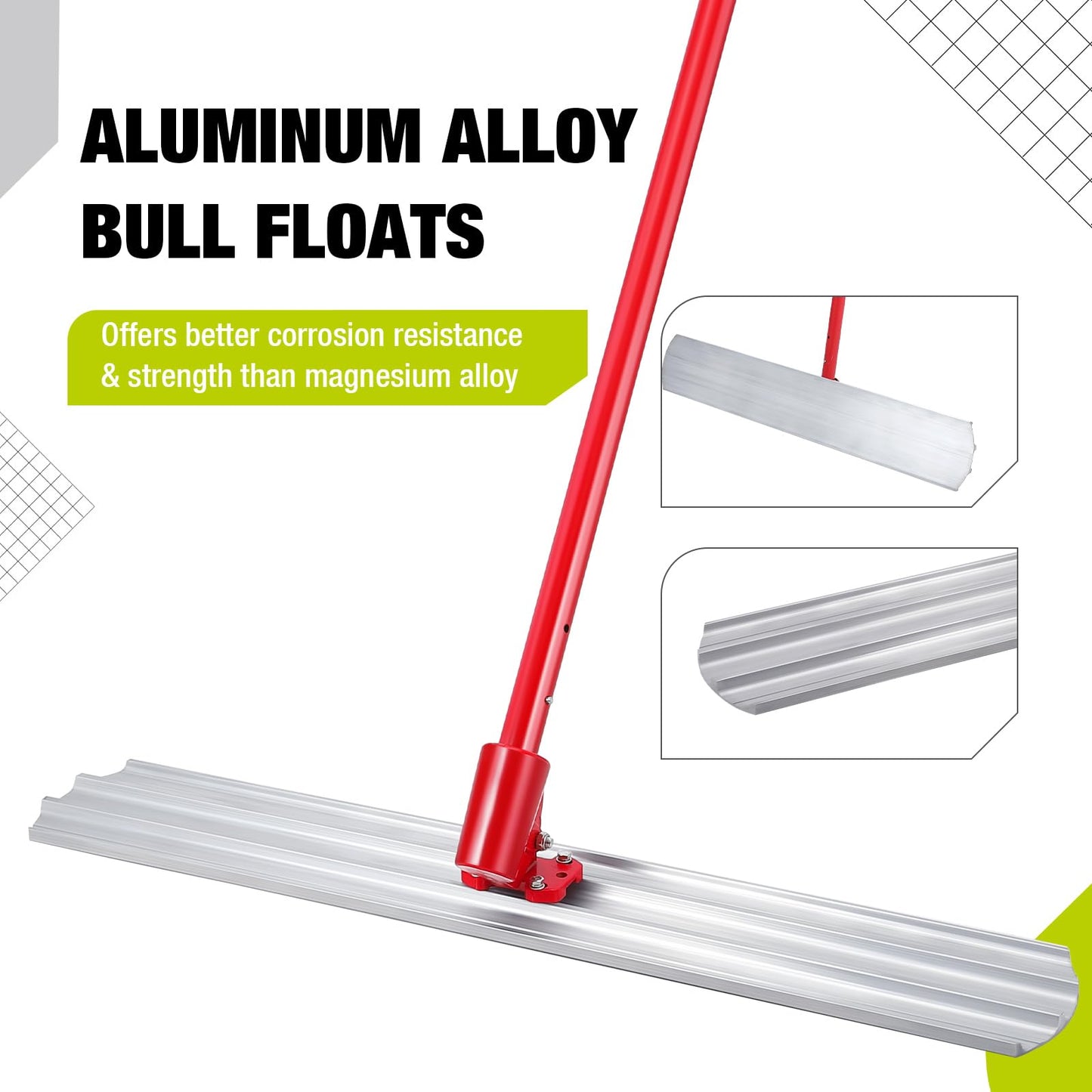 GarveeTech Concrete Bull Float Kit, 46 in x8 in Aluminum Magnesium Alloy Bull Float Concrete Finishing Tools with 4x46 in Handles & Bull Float Bracket