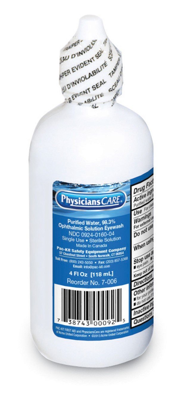 PhysiciansCare Eye Wash Solution, Sterile Isotonic Buffered Solution for Flushing & Irrigating Eyes, 4-oz Bottle (48 Pack)