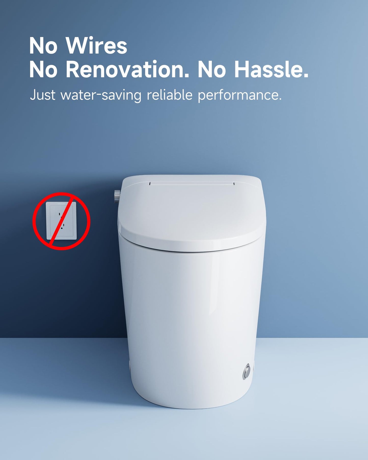 HOROW HR-T30 Non-Electric Bidet Toilet, Tankless Toilet with ADA Chair Height, 1.0GPF and Powerful Flush, Skirted One Piece Toilet for Bathroom, 12" Rough in