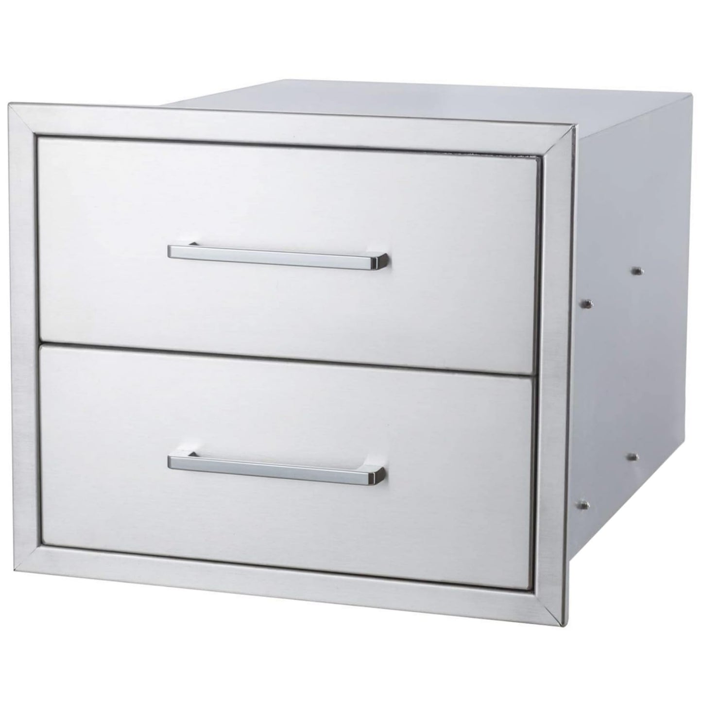 ZHAIUPON Outdoor Kitchen Access Drawers, 18" W15 H23 D Stainless Steel Double BBQ Drawers with Handle,Enclosed Built-in Flush Mount for Outdoor Kitchen Grilling,BBQ Island
