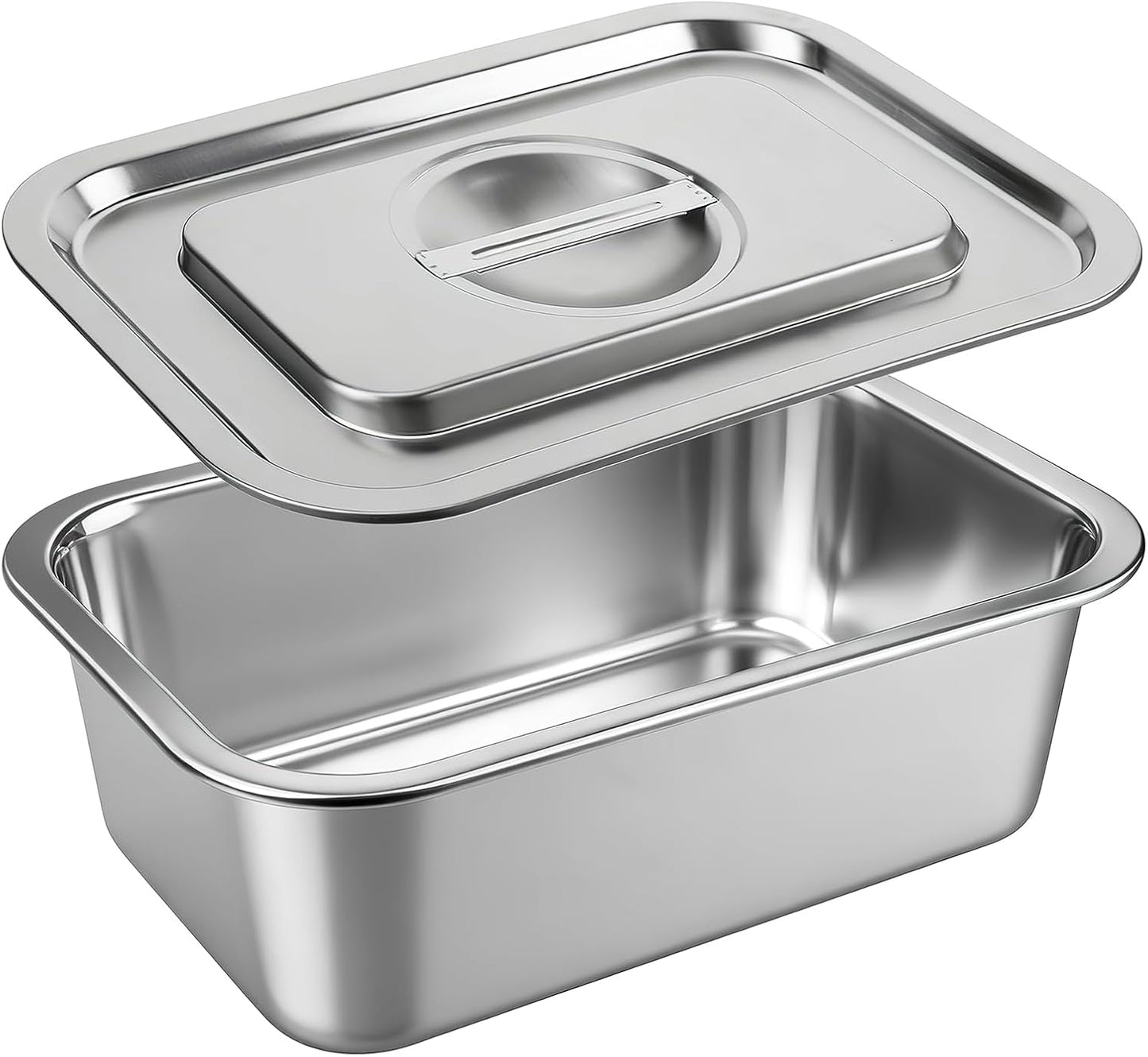Skiennix 4-Inch Extra Deep Lasagna Baking Pan - 304 Stainless Steel with Lid | 8.5x12.4 Inch, Silver