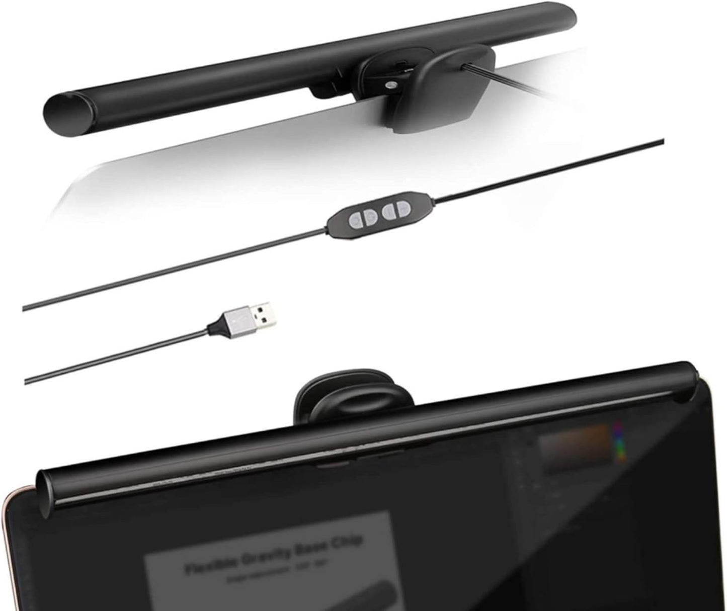 3 Settings, 10 CATPOWER Portable Laptop Monitor Light Bar with USB Connection, e-Reading LED Task Lamp, Color