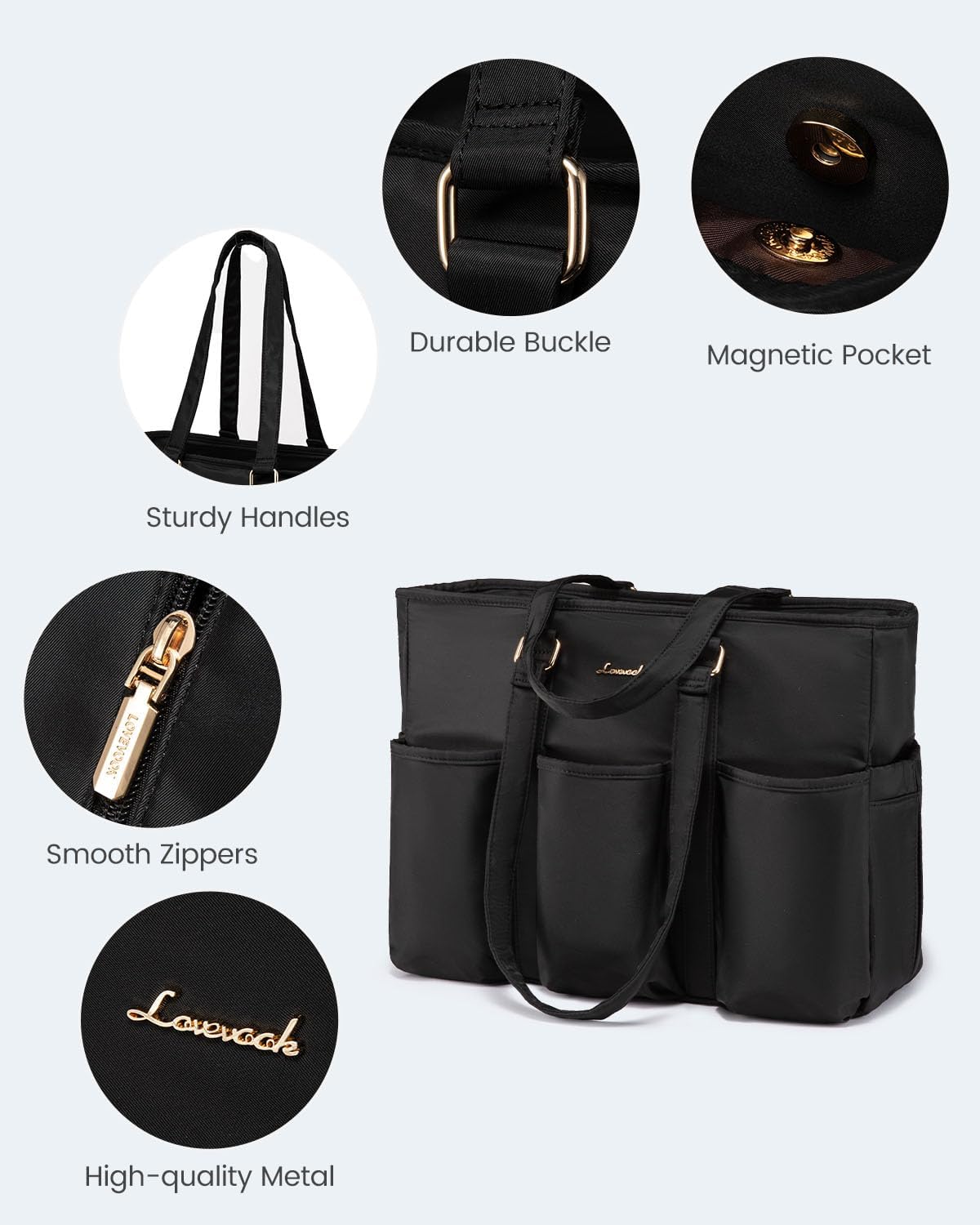 LOVEVOOK Laptop Tote Bag for Women Work, Teacher Tote Bag Nurse Bag With Large Cup Holder, Utility Professional