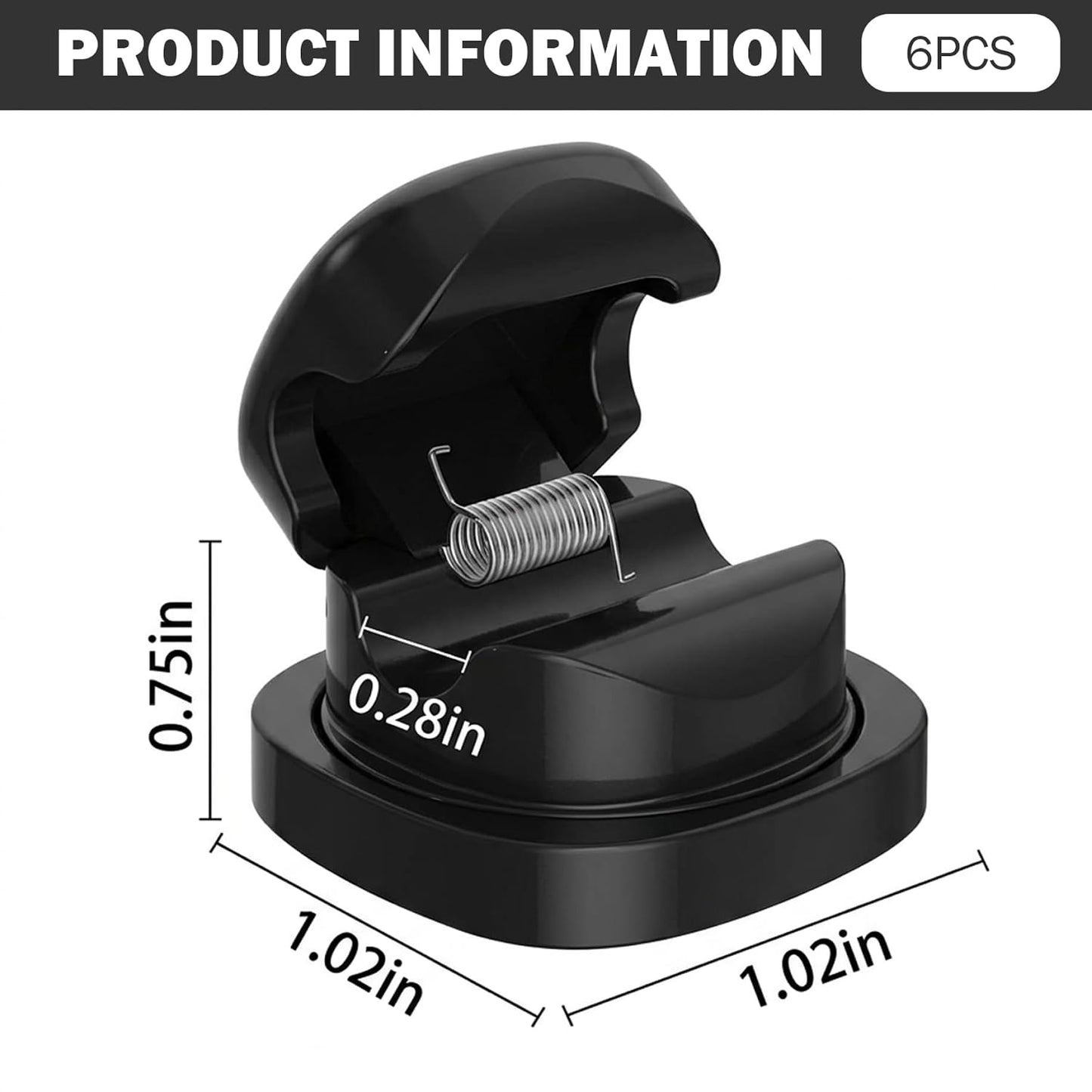 Uanqfegy 6Pcs Adhesive Rotatable Cord Organizer - Cable Clips for Phone Chargers Nightstand Home Office Car (Black)