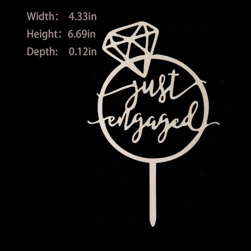 Just Engaged Cake Topper - Elegant Mirror Wood Sign for Engagement Party & Wedding Decor
