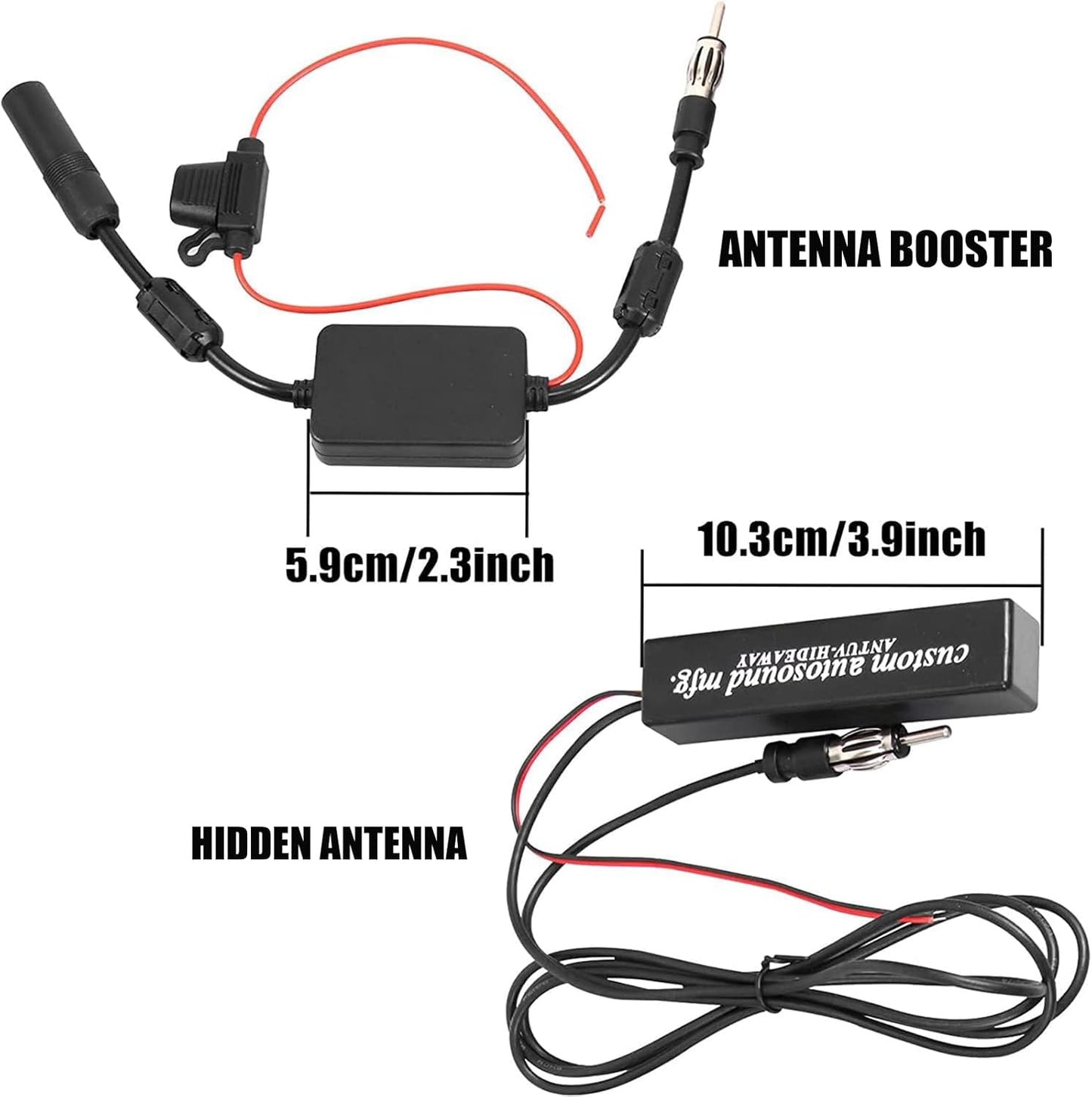 KSaAuto 12V Car Antenna Booster Stereo FM AM Radio Signal Amplifier Amp for Car Vehicle Truck SUV Boat Marine UTV RV