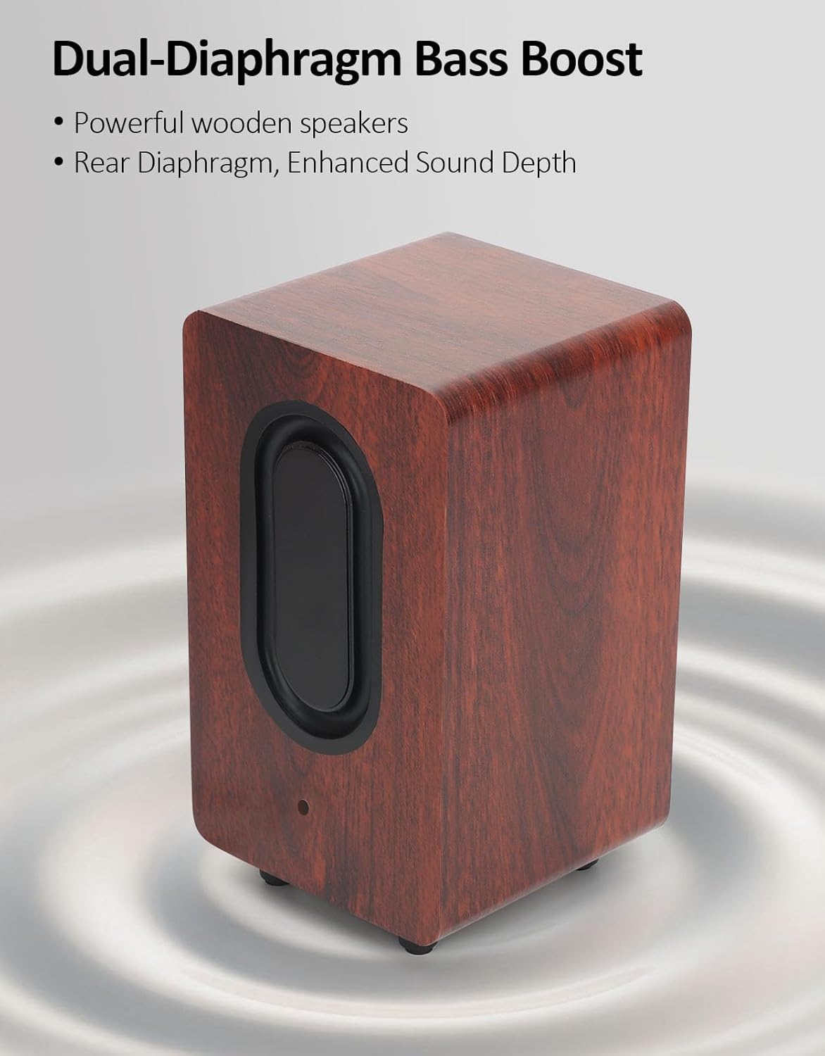 cinnkeyi 12W 2026 USB Computer Speakers Update Wooden Desktop Speakers with Dual Diaphragms, High-Fidelity Stereo
