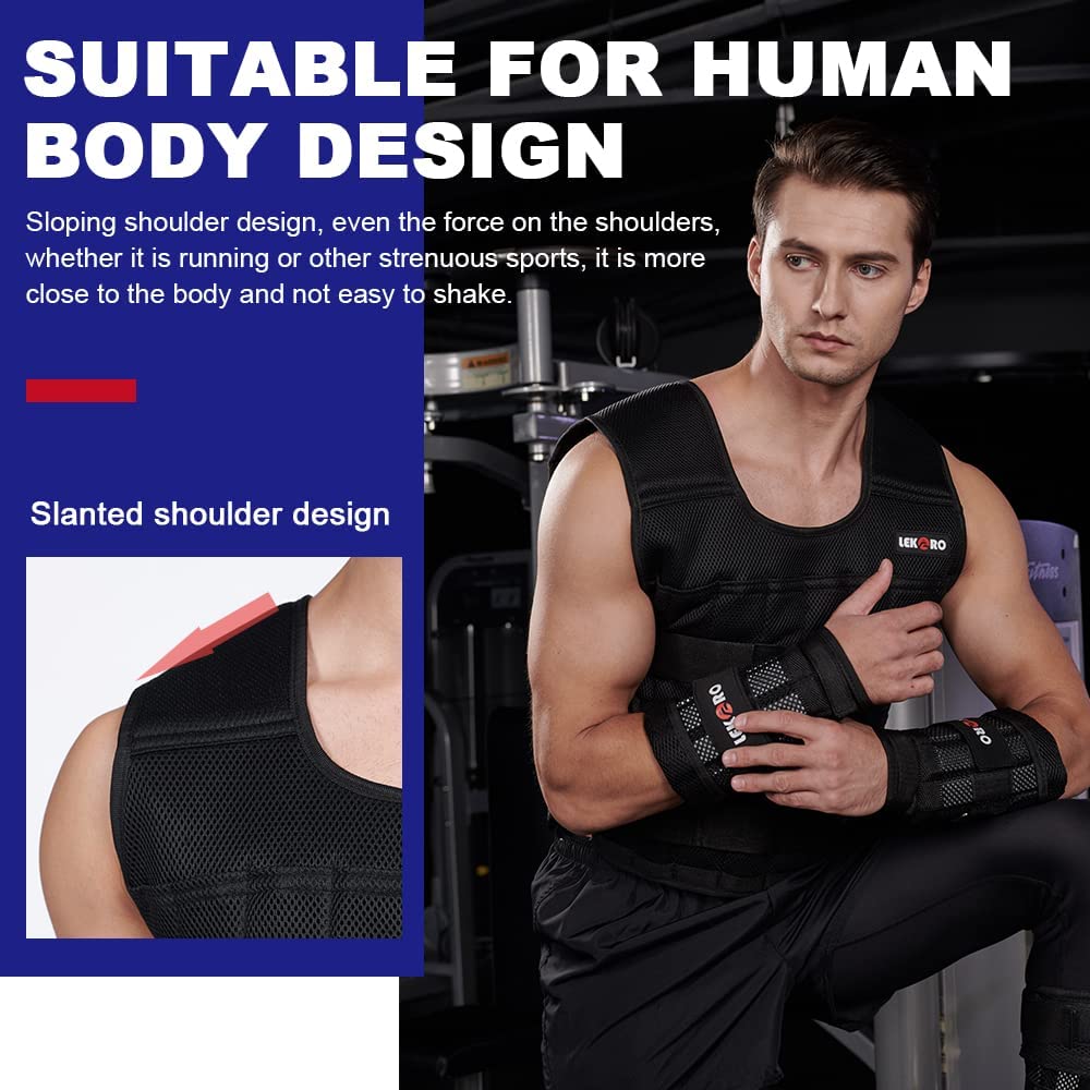 Weighted Vest Set 44LB for Men & Women, Adjustable Workout Weight Vest with Steel Plates, Weighted Training Vest with Wrist Weights and Ankle Weights for Strength Training, HIIT, Rucking & Cardio