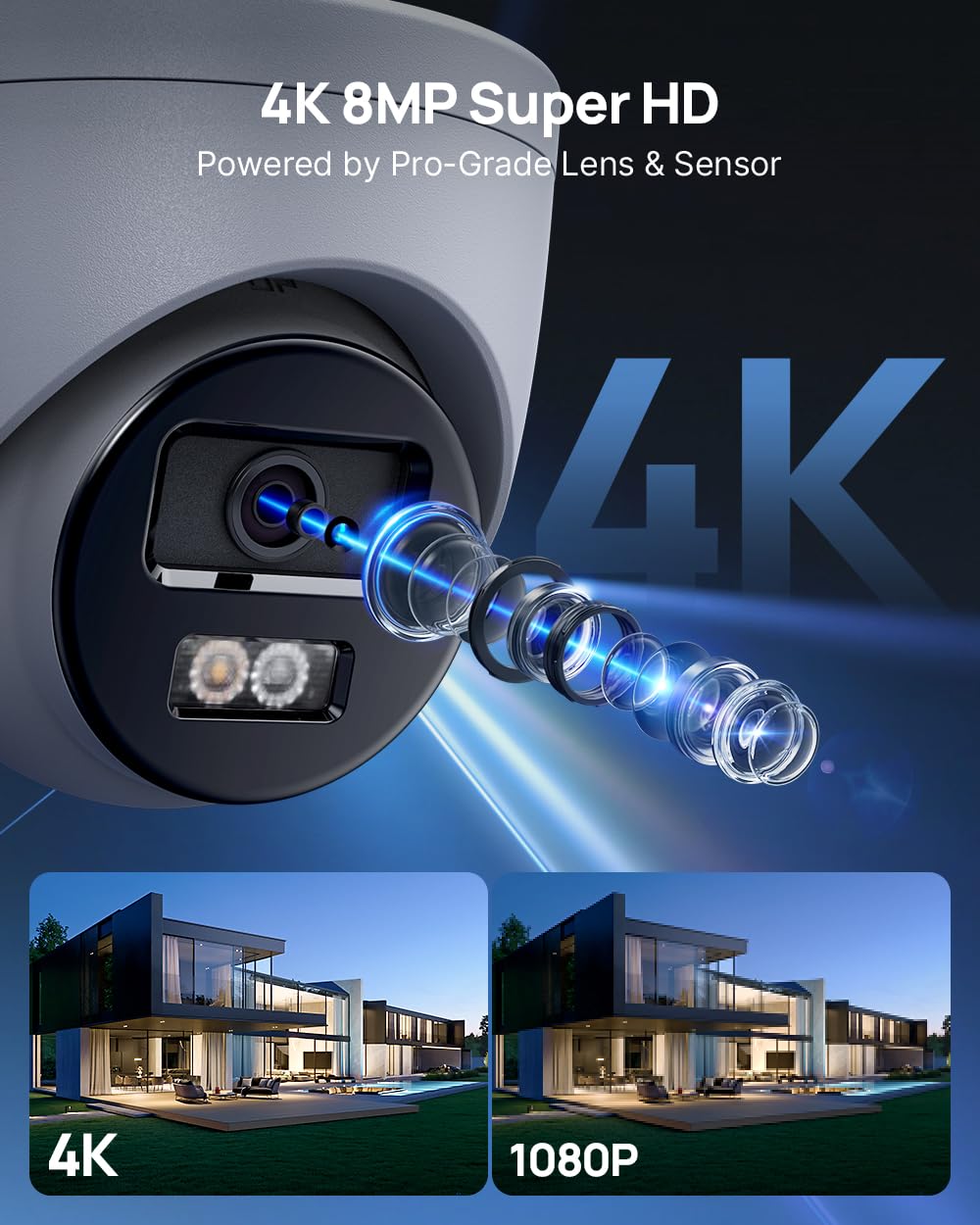 ANNKE 16CH 4K PoE Security Camera System, 12MP H.265+ NVR with 4TB HDD and 8X 4K/8MP IP Wired Cams, AI Human Vehicle Detection, Spotlight Color Night Vision, Built-in Mic, Compatible with Alexa