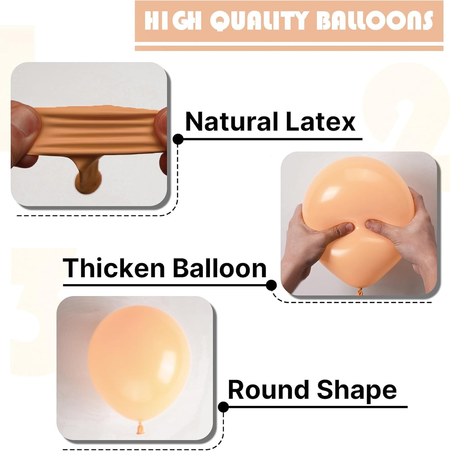 PartyWoo Nude Balloons - 100 Pcs Beige & Apricot Balloon Arch Kit | 5-36 Inch Sizes for Events