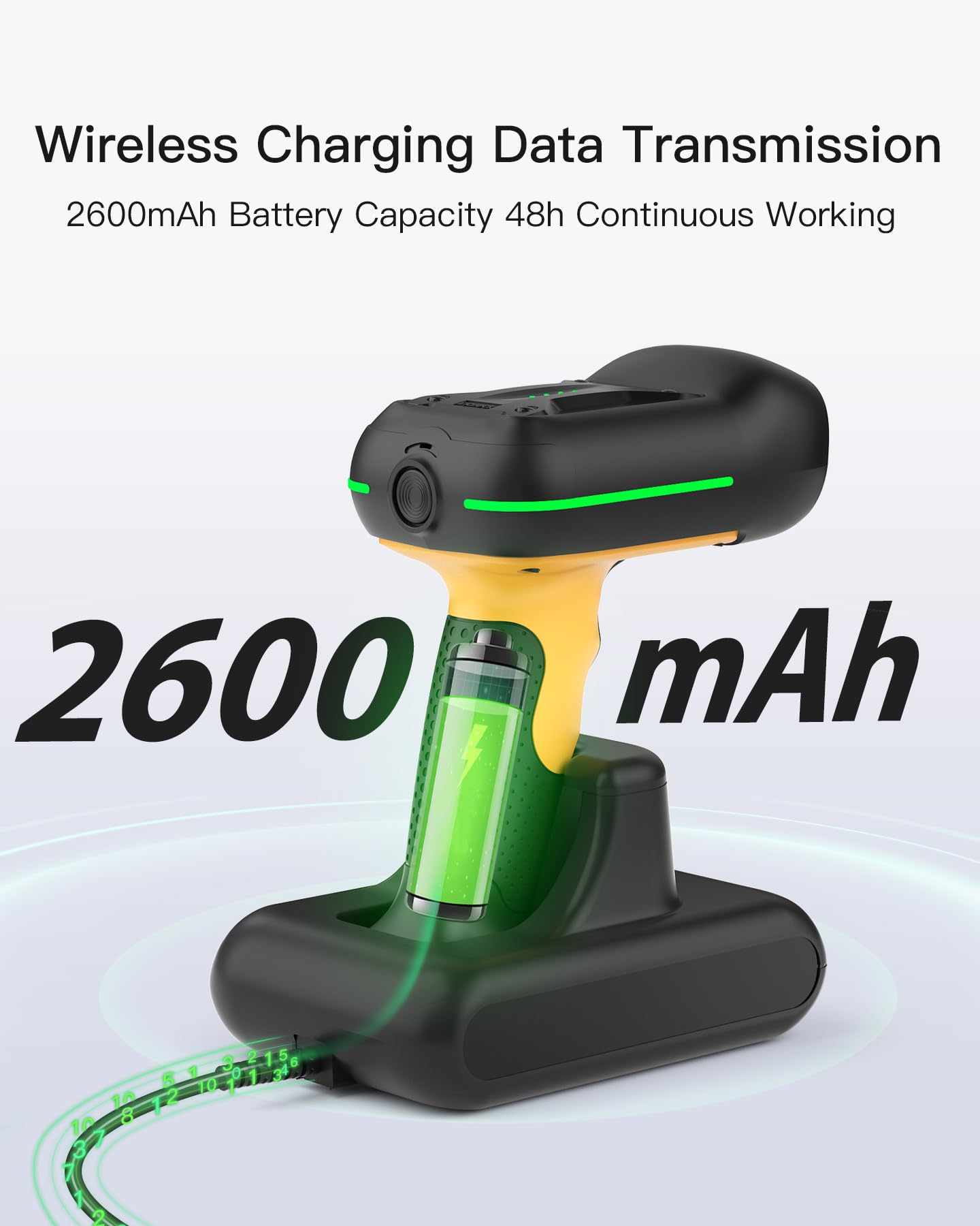 Inateck Industrial RFID Barcode Scanner Wireless, IP67 2D Bar Code Reader with Charging Cradle, Bluetooth/2.4G/USB Connection, 2600mAh Battery, APP SDK Support for Warehouse Inventory Management