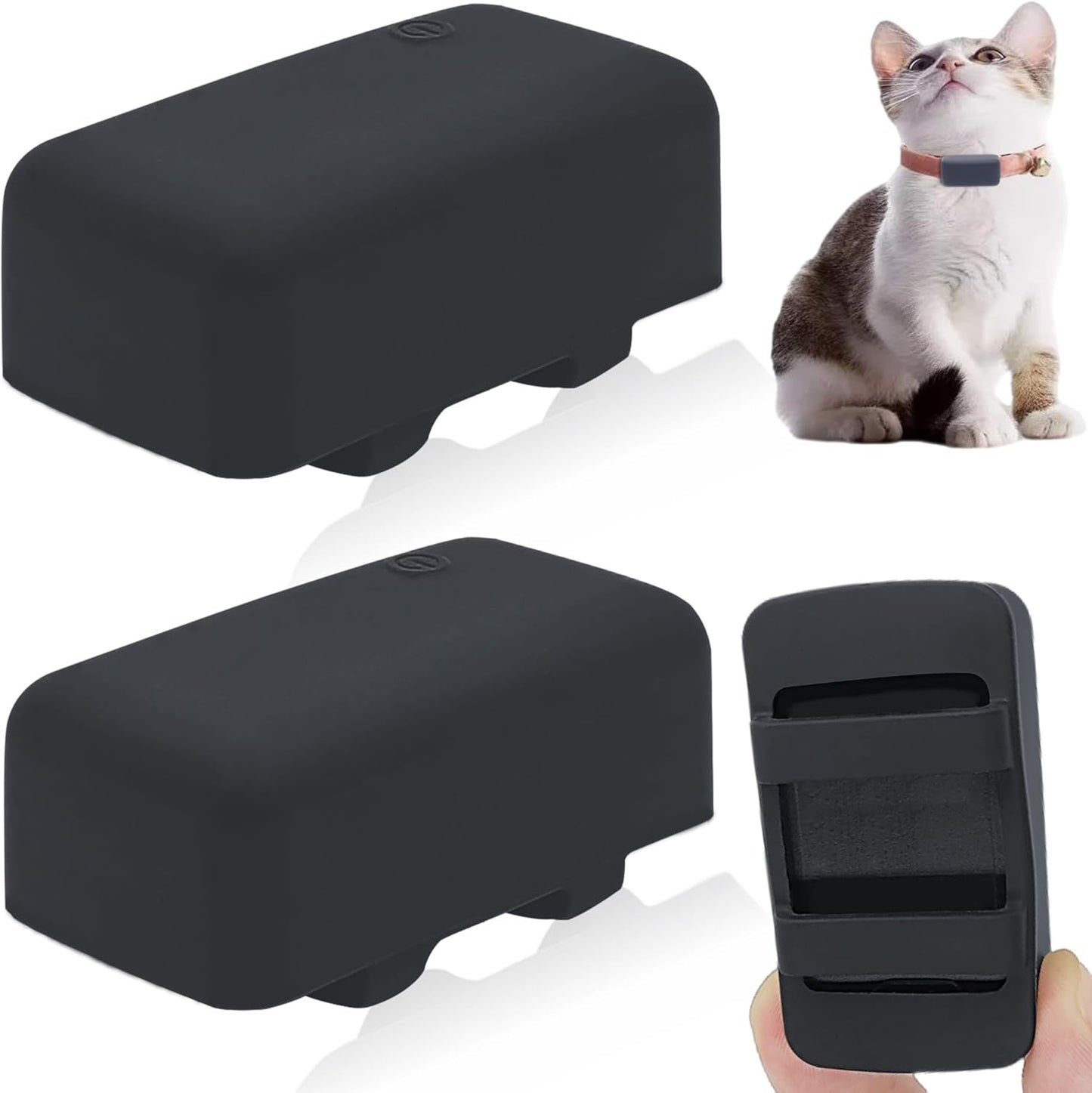 Counlisha (Black,2 Pack) Silicone Holder Compatible for Tractive cat mini Tracker,Rubber Accessories Cover tag