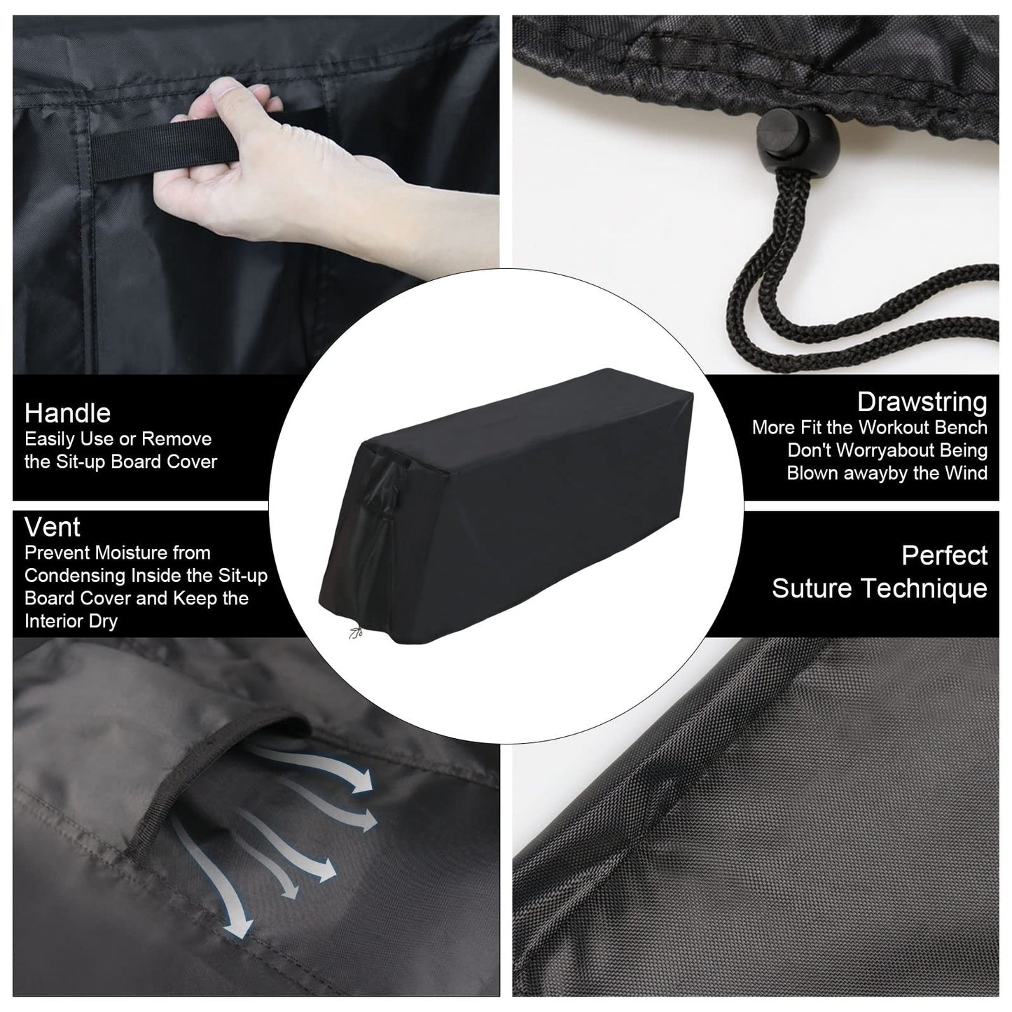 Weight Bench Cover - Exercise Workout Bench Cover Waterproof Protective Covers for Sit-Up Board - 55"L×18"W×16"H, Black