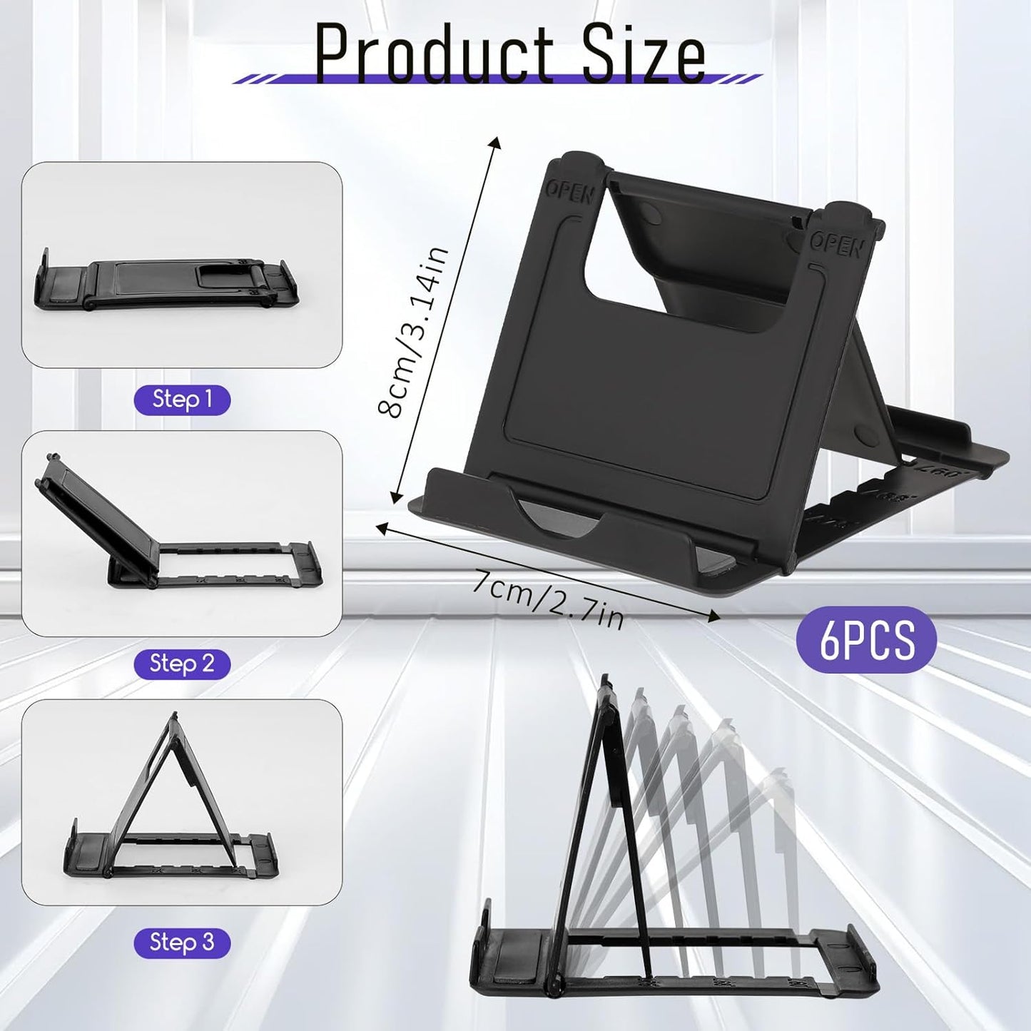 Bruislard 7 Pack Foldable Phone Stands Holder, Multi-Angle Desktop Tablet Stand Portable Universal Tabletop Phone