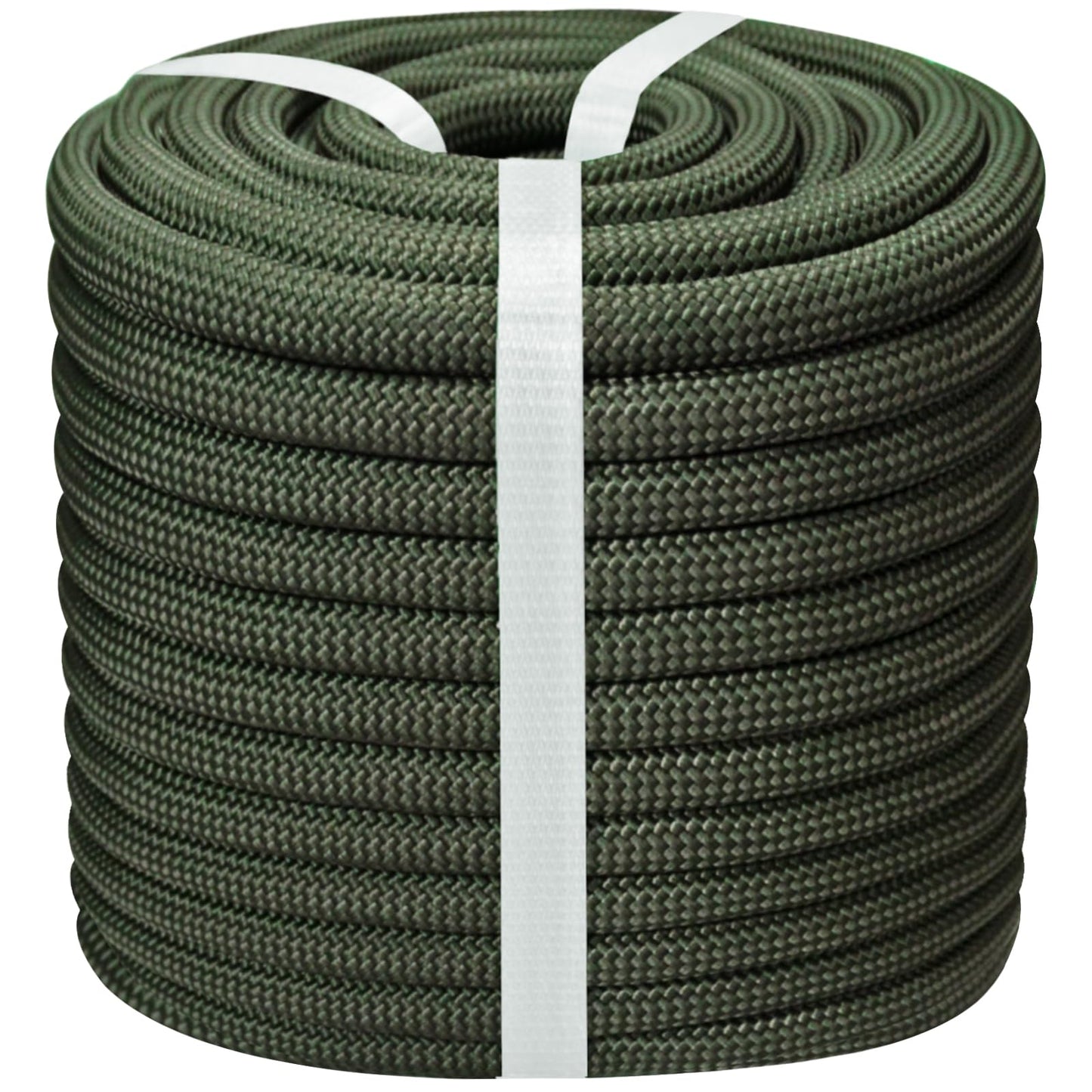 1/2 Inch Arborist Rigging Rope - 200 Feet Thick Bull Rope for Tree Pulling, Outdoor Climbing Use - High Strength Double Braided Polyester - ArmyGreen
